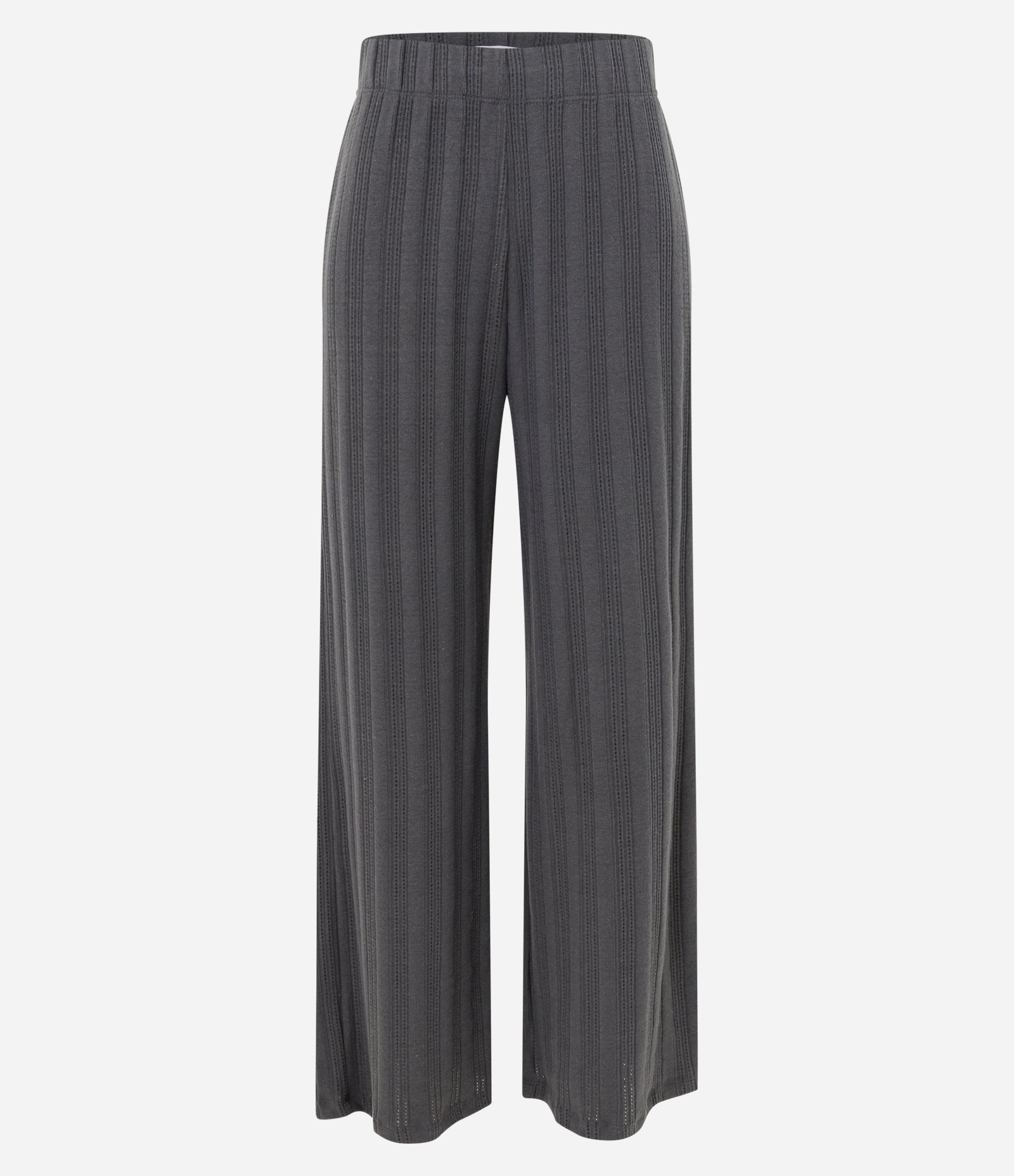 Calça Reta Canelada Felpada e Quentinha com Listras Cinza 5