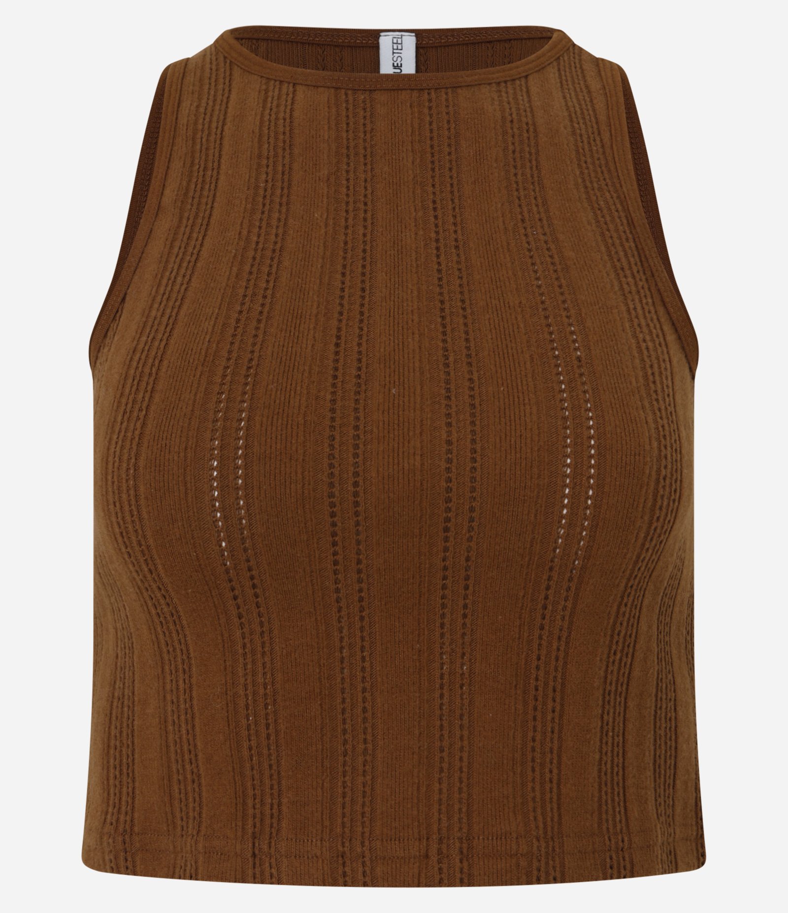 Blusa Cropped Canelada e Felpada com Viés Contrastante Marrom 4