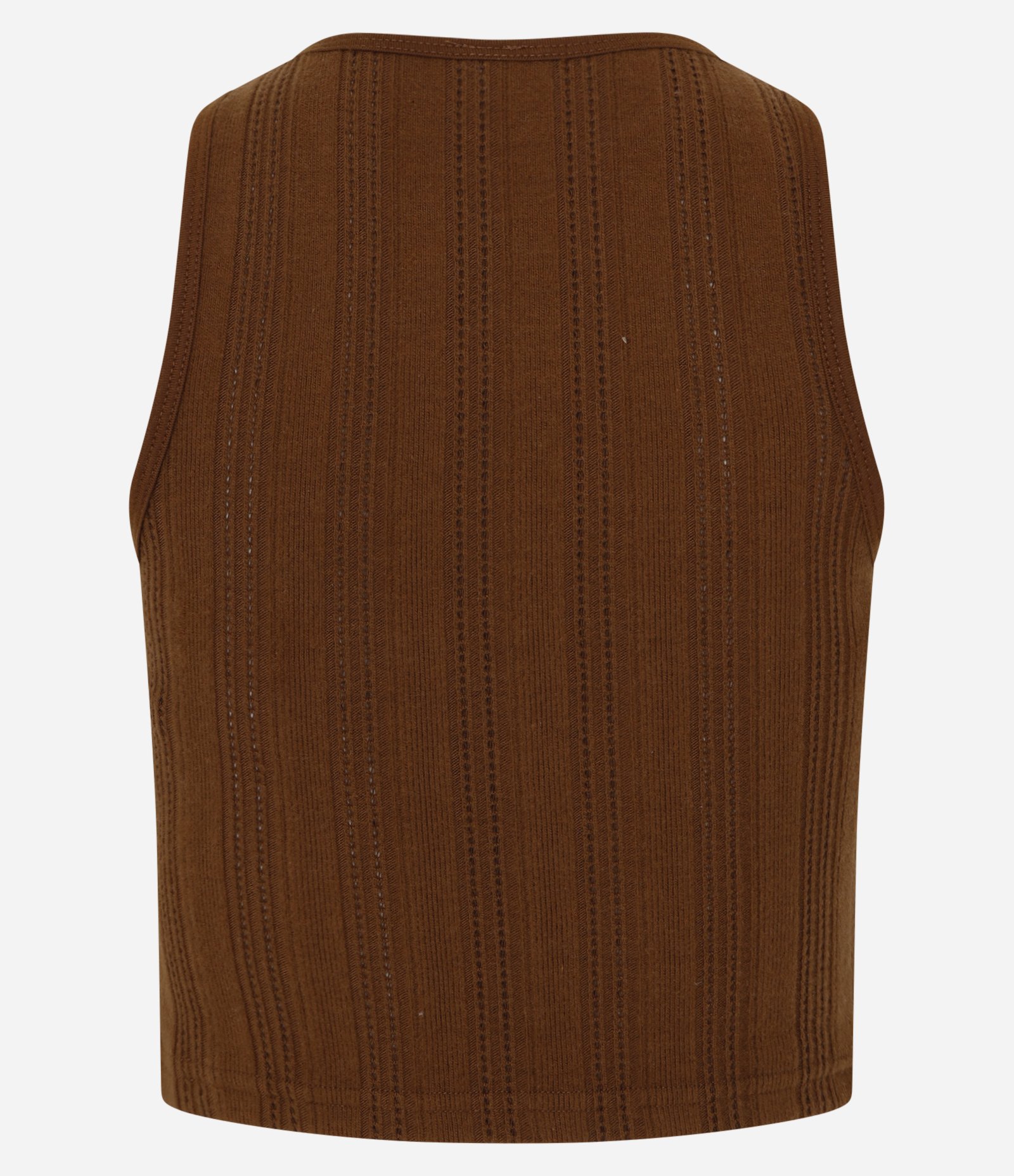 Blusa Cropped Canelada e Felpada com Viés Contrastante Marrom 6