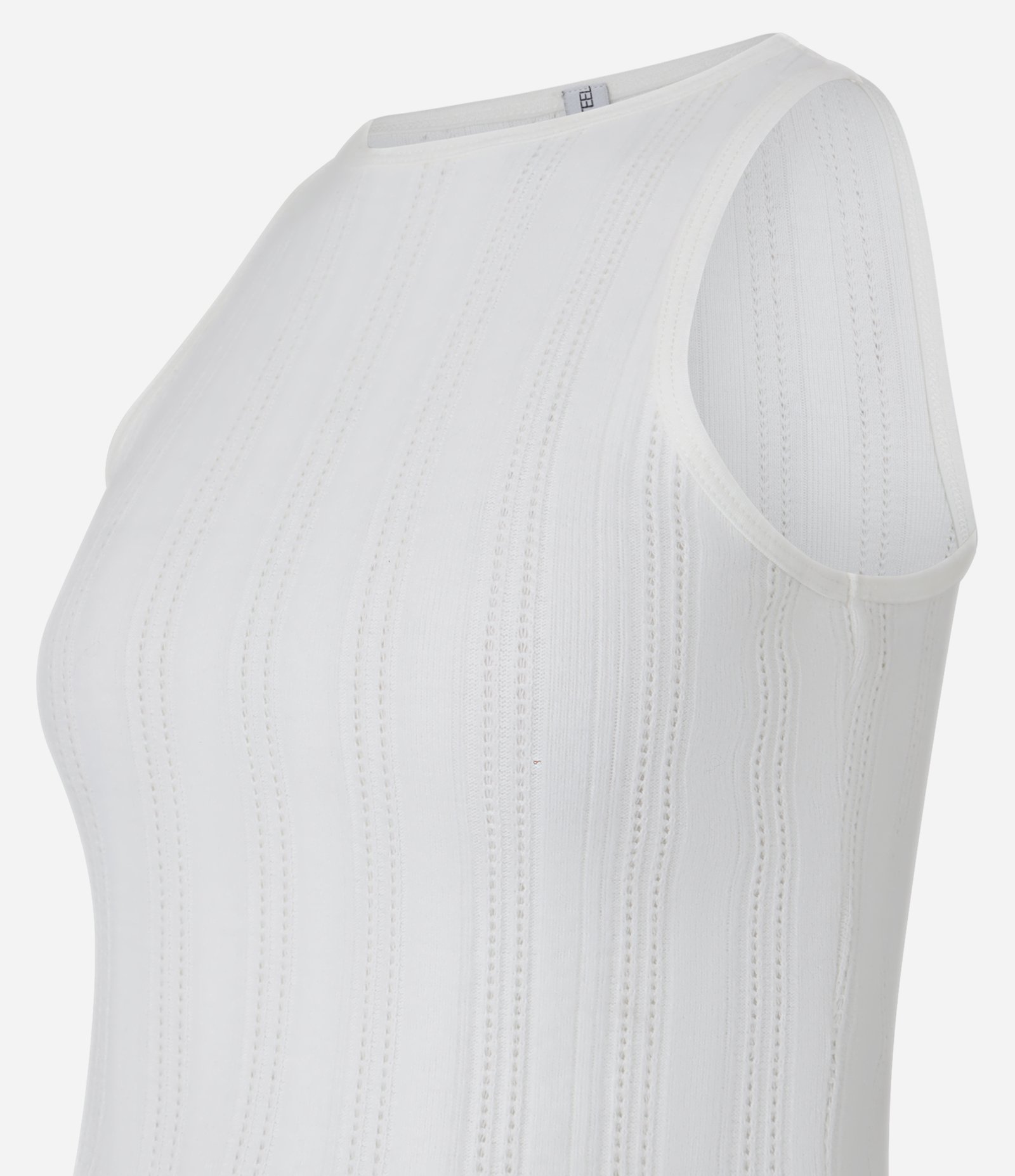 Blusa Cropped Canelada e Felpada com Viés Contrastante Branco 5