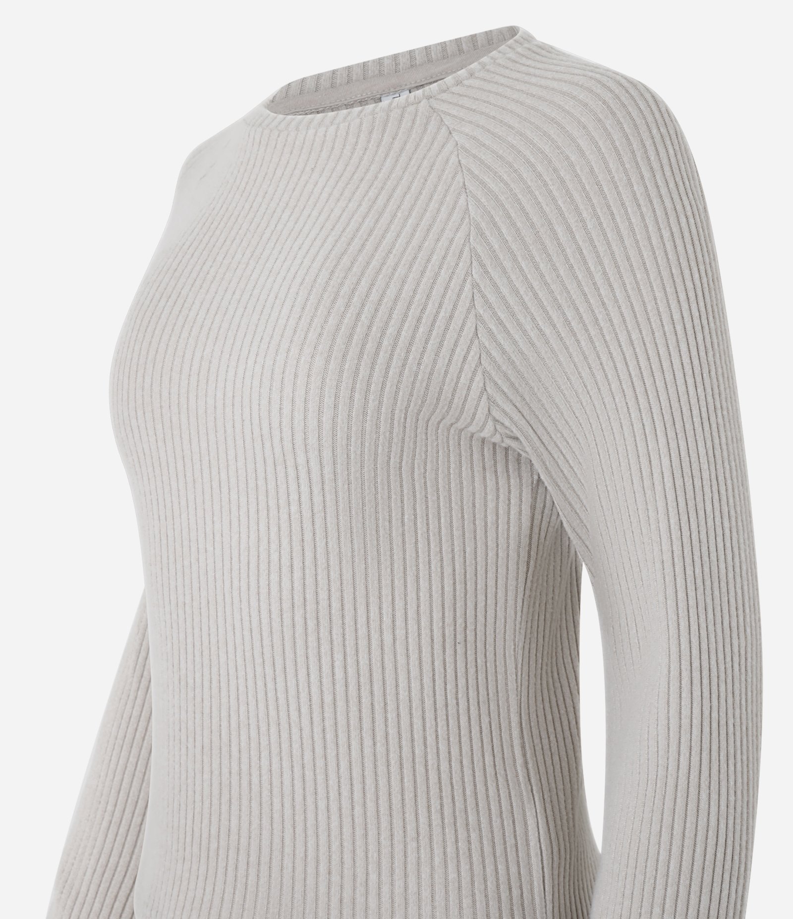 Blusa Slim Canelada Felpuda com Cava Raglan Bege 5