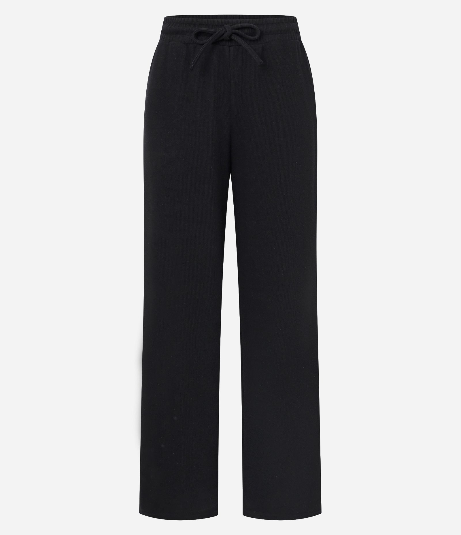 Calça Ampla Básica em Moletinho com Amarração no Cós Preto 5