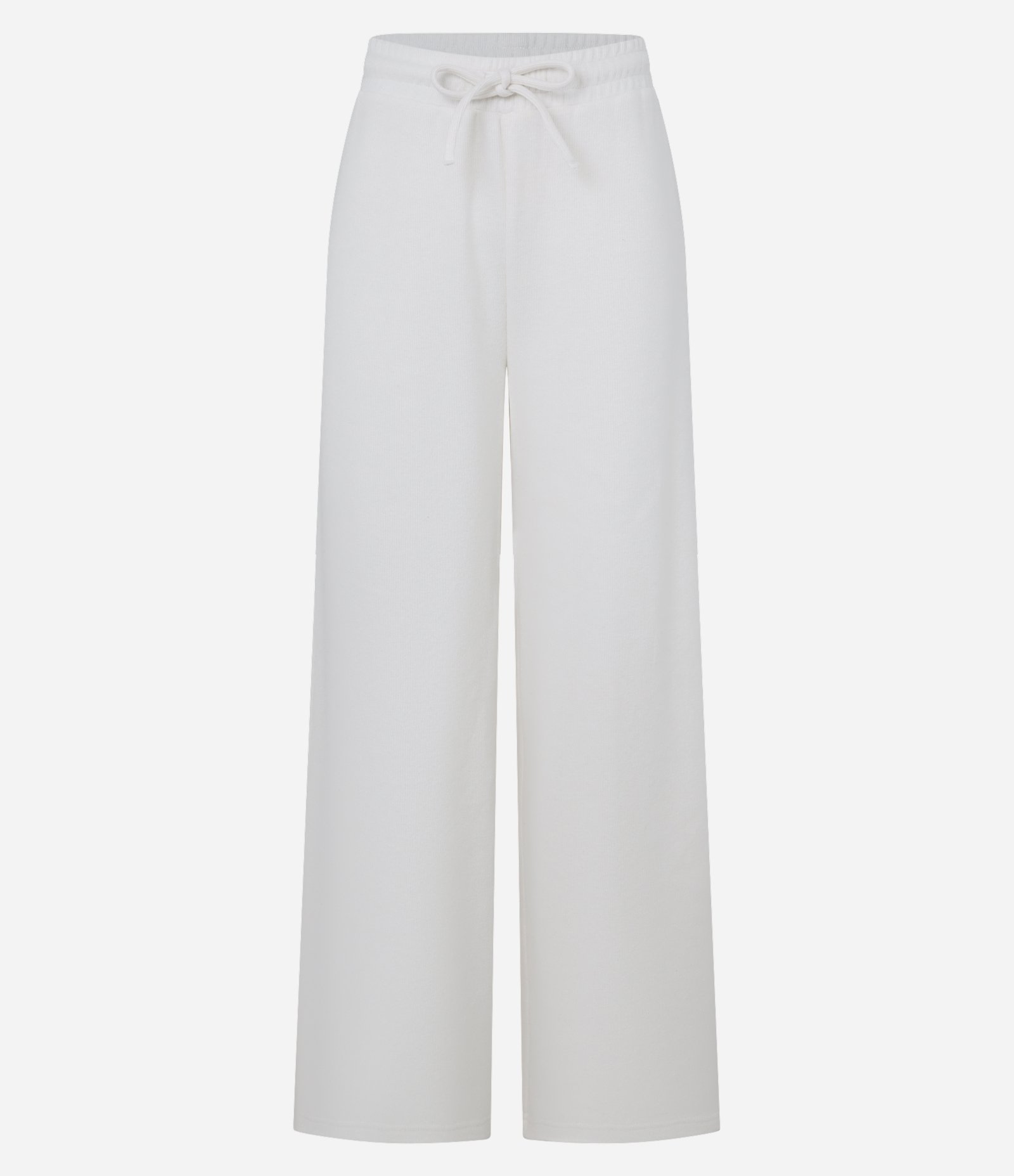 Calça Ampla Básica em Moletinho com Amarração no Cós Off White 5