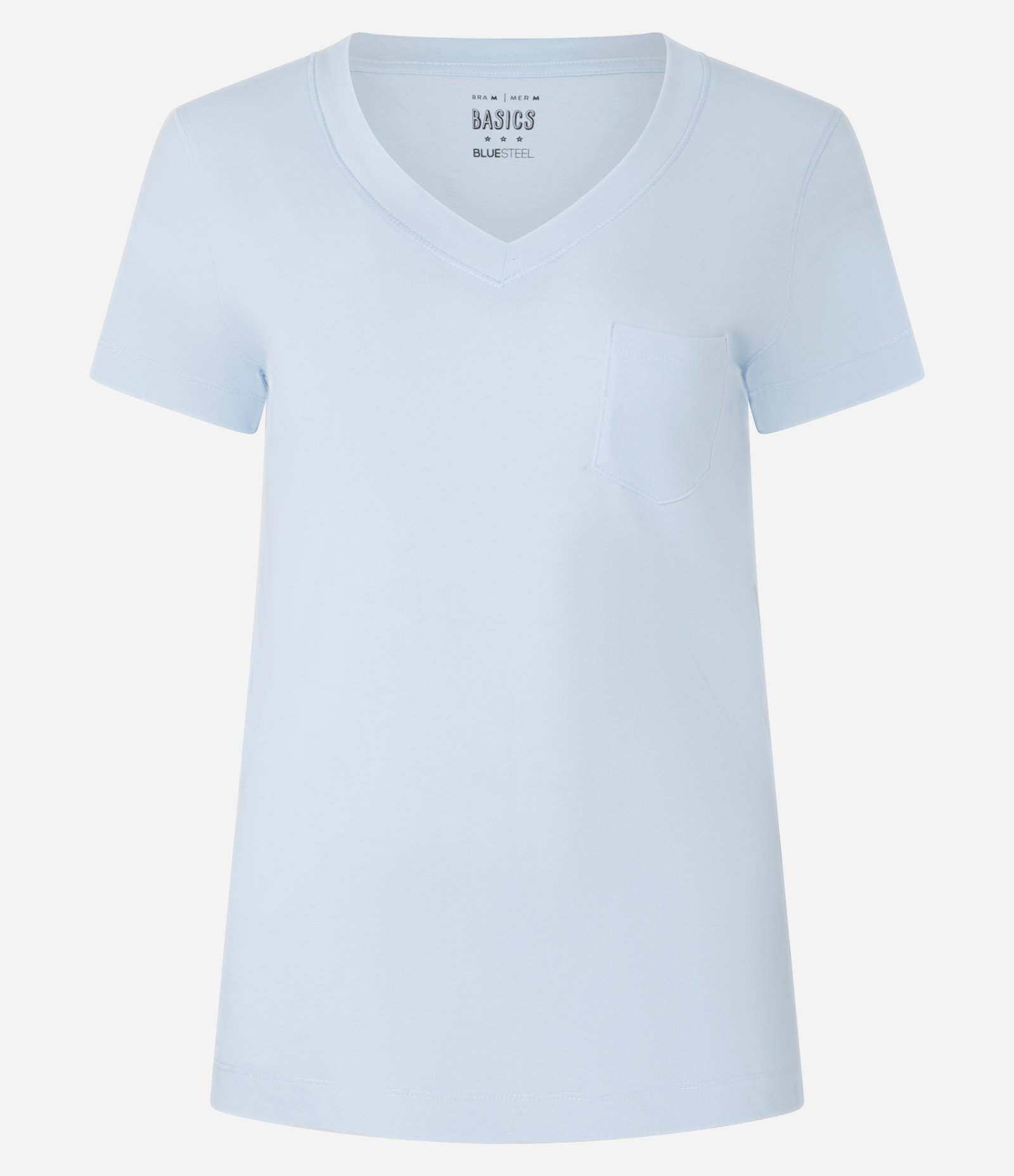 Blusa Básica em Algodão com Bolsinho Frontal Azul Claro 4