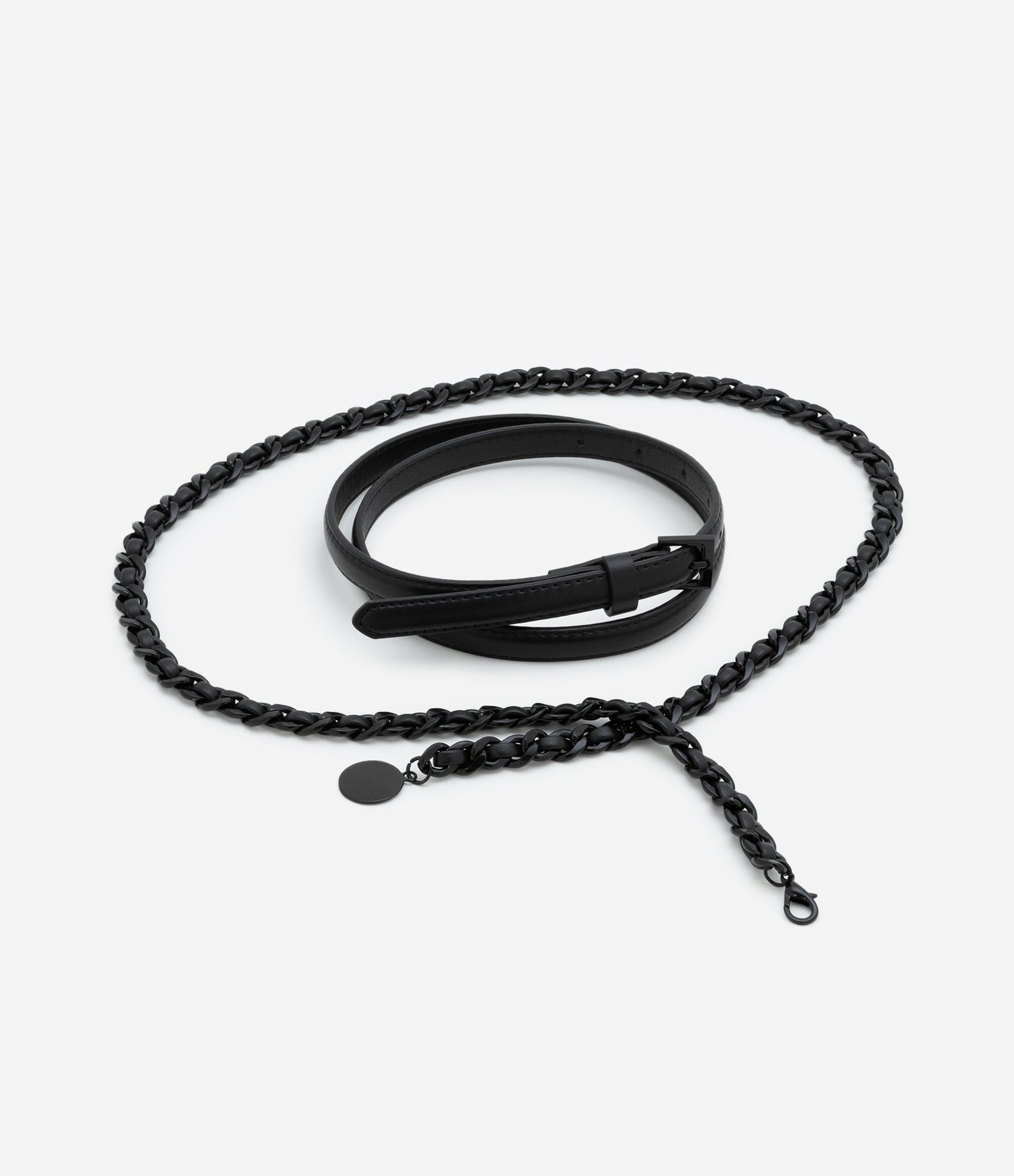 Kit 02 Cintos com Corrente Matelassê Pintada Preto 1