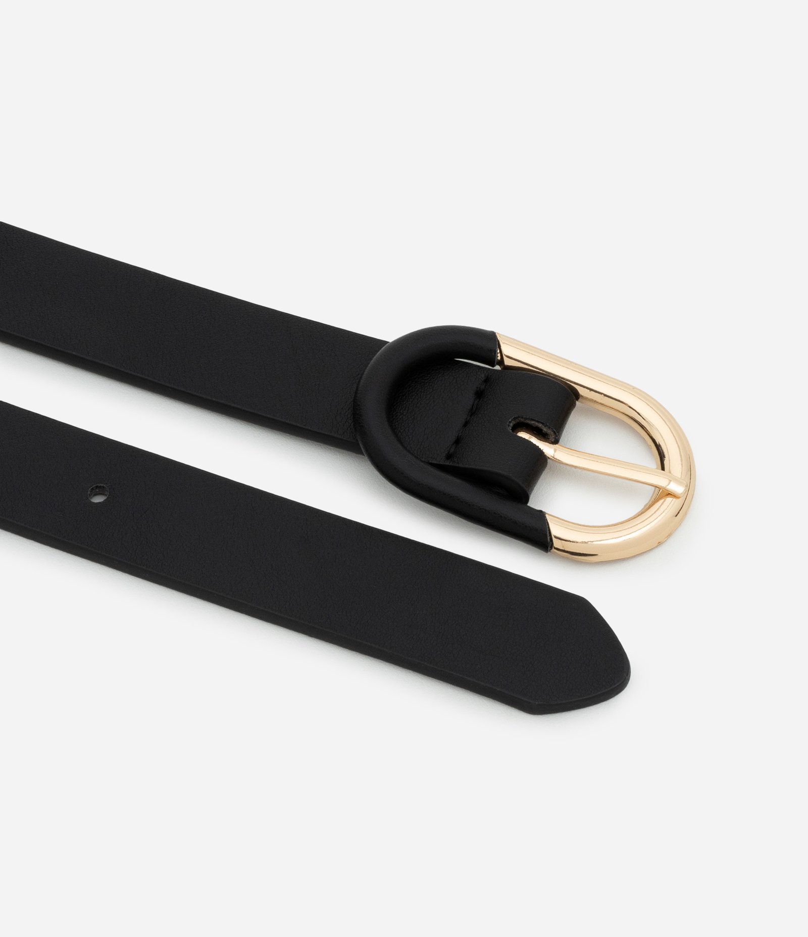 Kit 02 Cintos em PU Médios com Fivela Oval Preto/Marrom 2