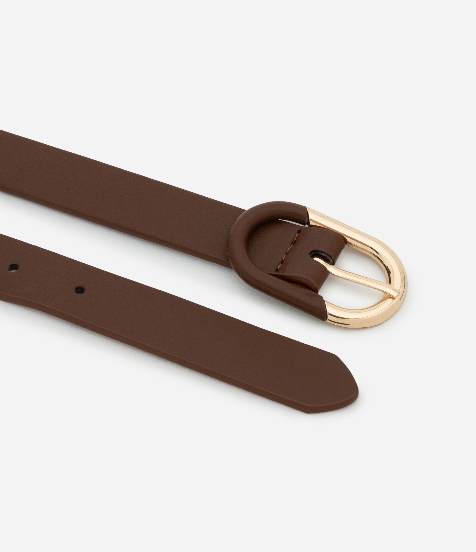 Kit 02 Cintos em PU Médios com Fivela Oval Preto/Marrom 3