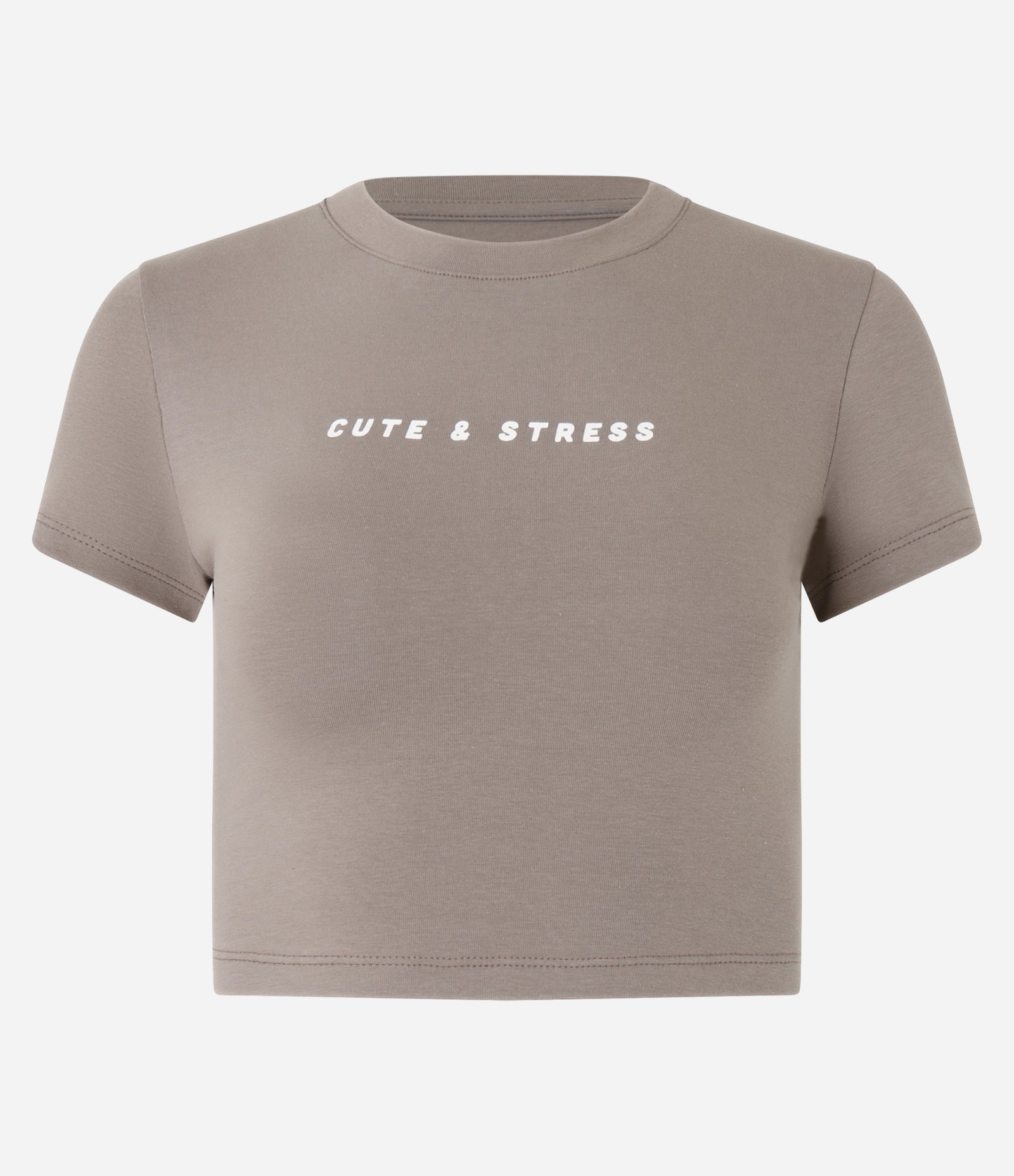 Blusa New T-Shirt em Ribana com Estampa Cute And Stress Marrom 4