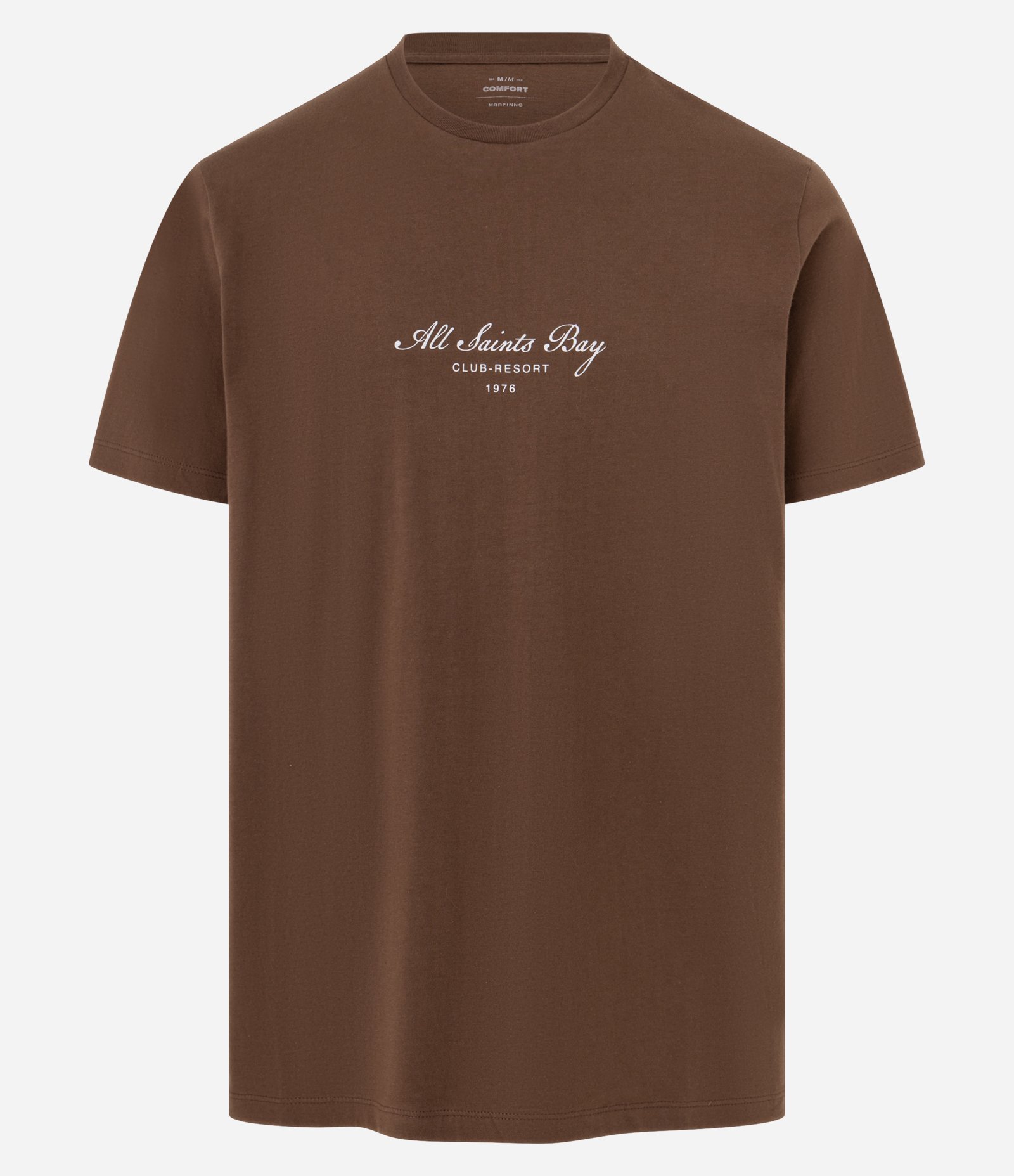 Camiseta Comfort em Algodão com Estampa Club Resort Marrom 4