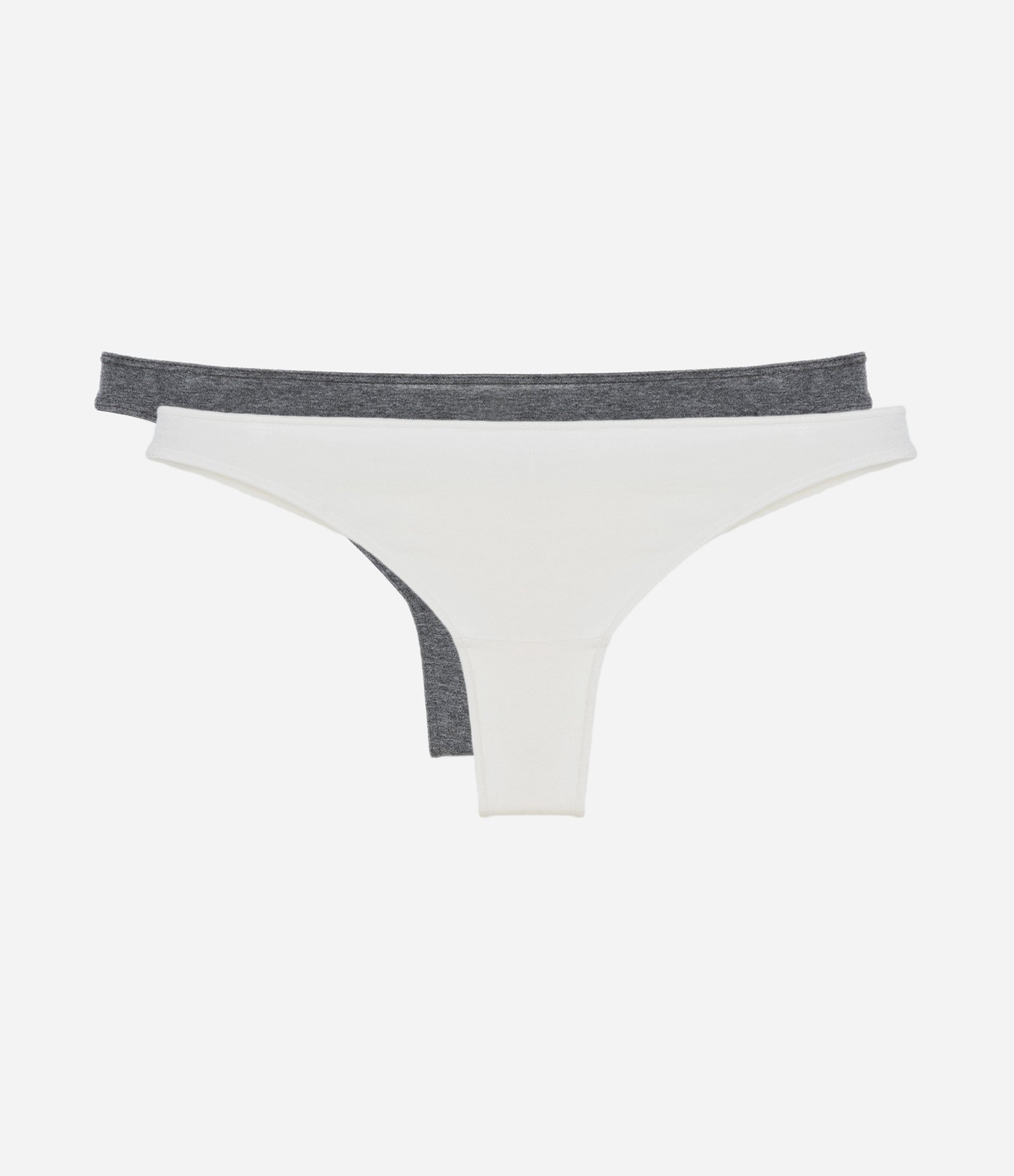 Kit 02 Calcinhas Biquíni com Fio Duplo Branco/Cinza 1