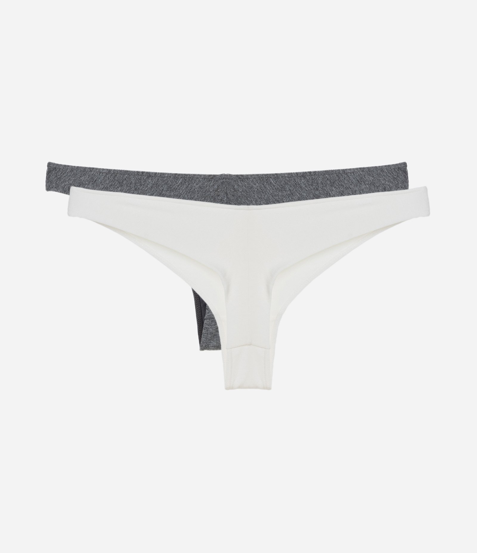Kit 02 Calcinhas Biquíni com Fio Duplo Branco/Cinza 2