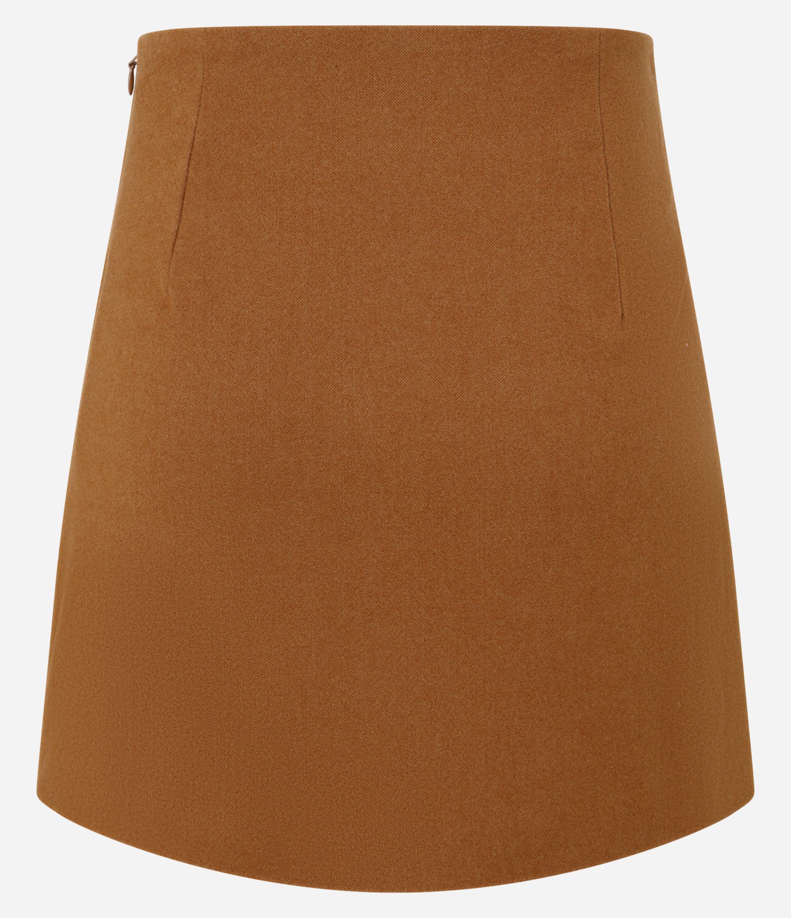 Saia Curta em Polivelour com Fivelas Diferenciadas e Pregas Caramelo 8