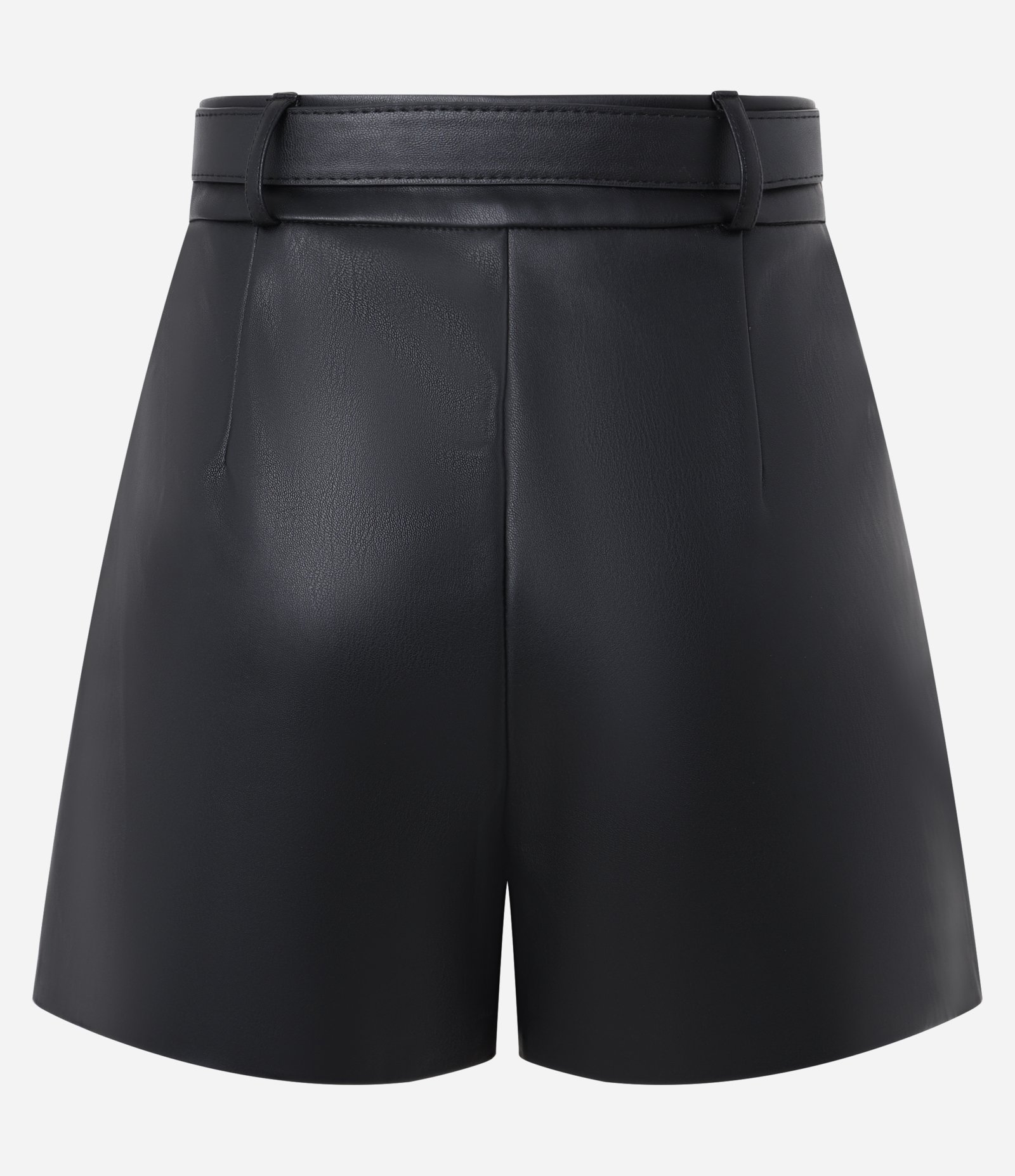 Short Cintura Alta em PU com Cinto Western Afivelado Preto 7