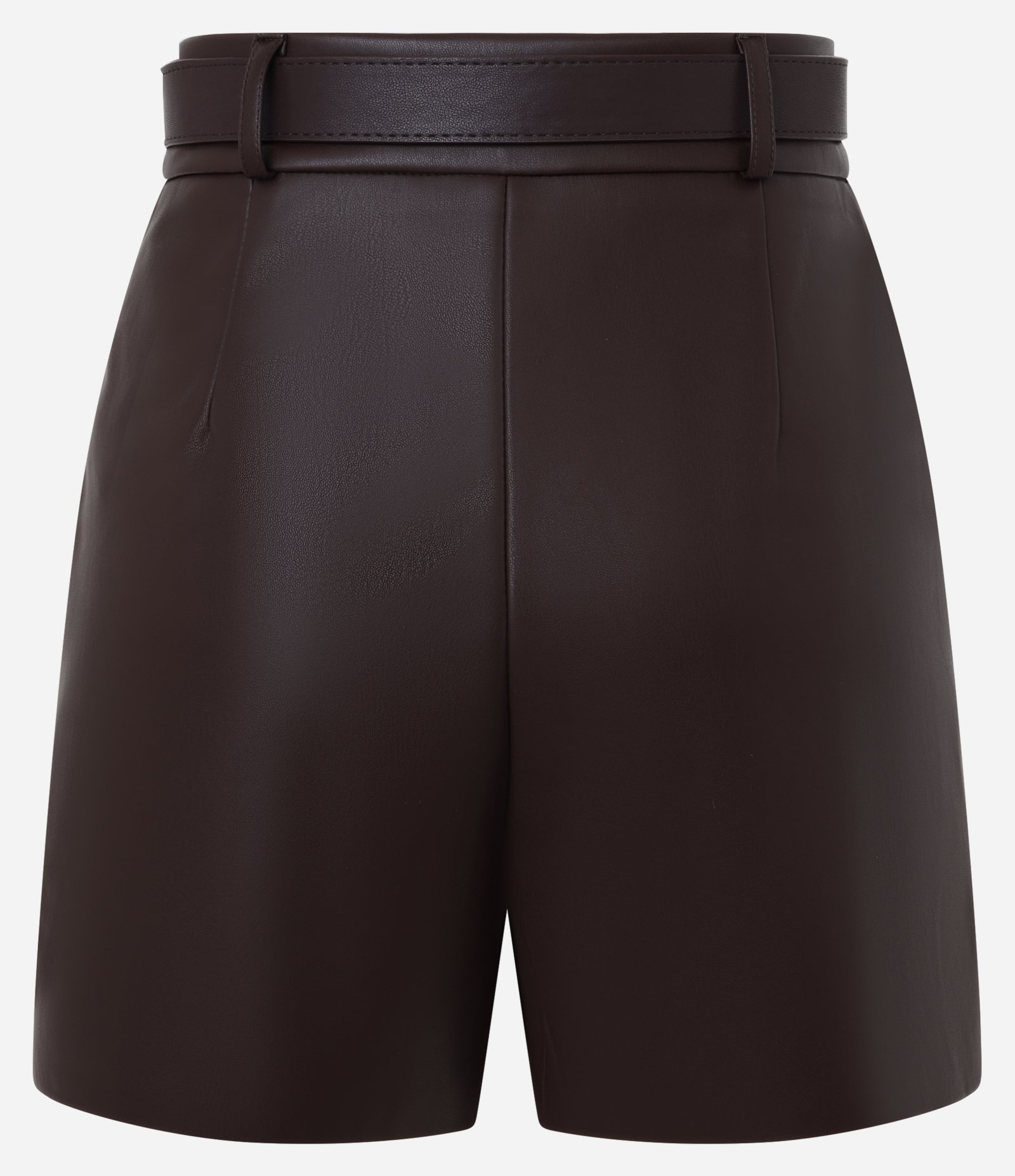 Short Cintura Alta em PU com Cinto Western Afivelado Marrom 7