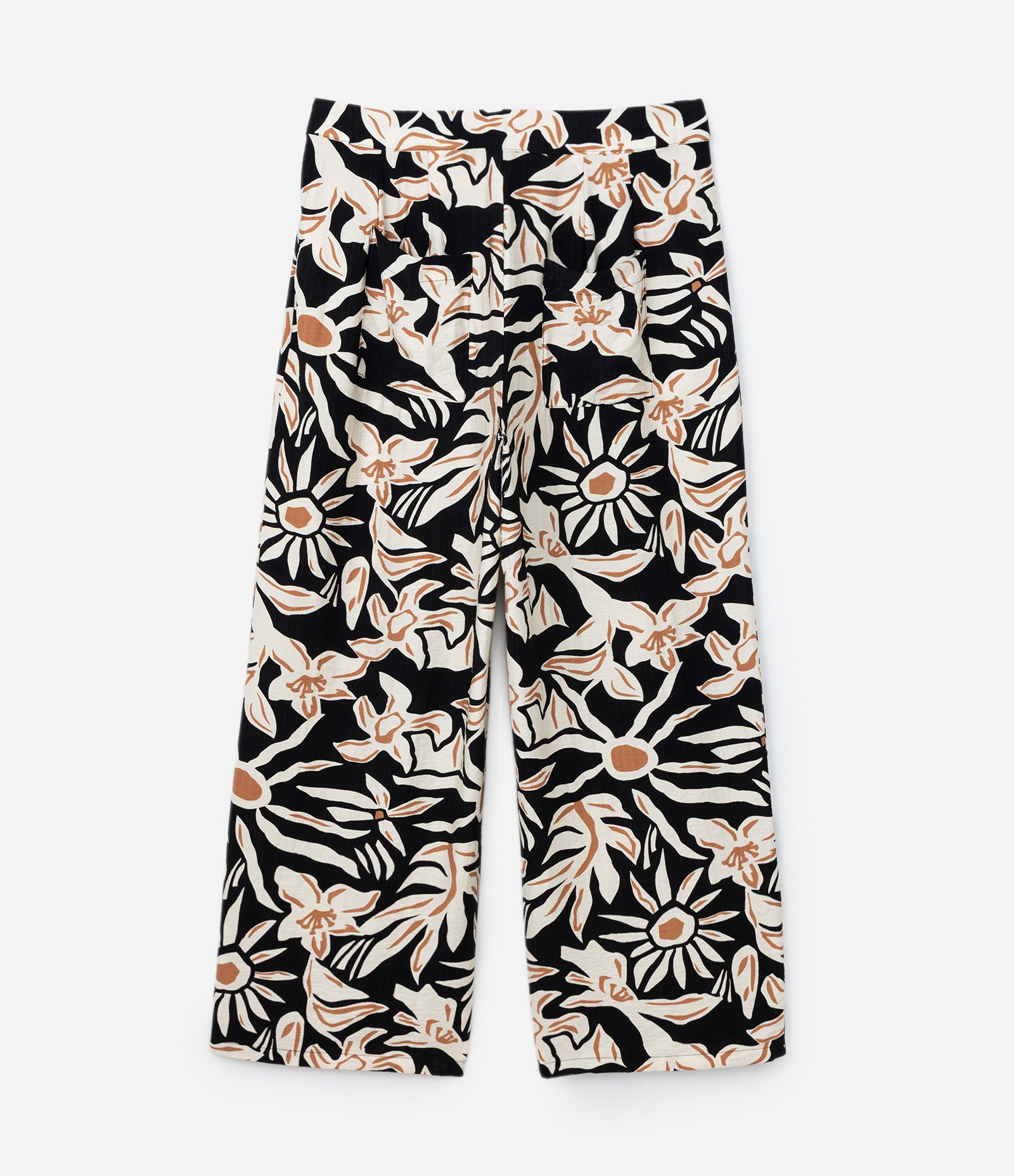 Calça Reta em Crepe com Estampa Floral Curve & Plus Size Preto/Bege/Marrom 6