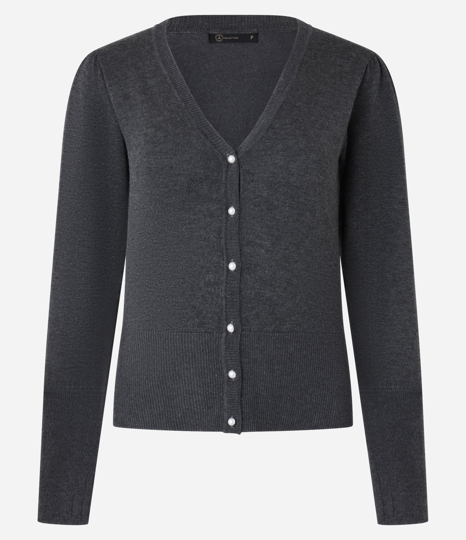 Cardigan em Tricô com Manga Bufante e Botão Pérola Cinza 5