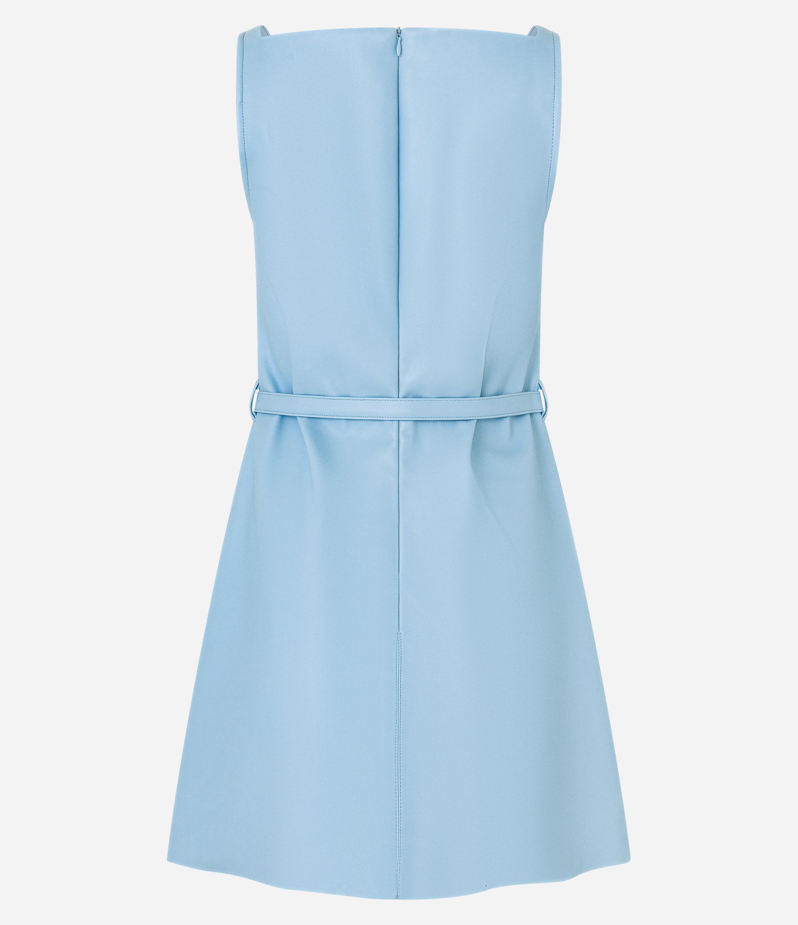 Vestido Curto em PU com Cinto de Fivela Diferenciada Azul 6