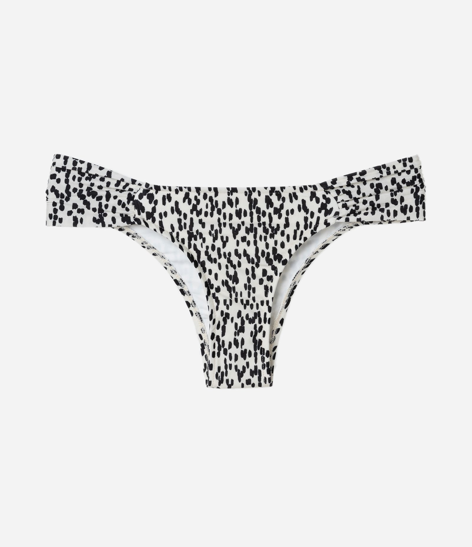 Biquíni Calcinha com Lateral Drapeada e Estampa de Pintinhas Branco/Preto 5