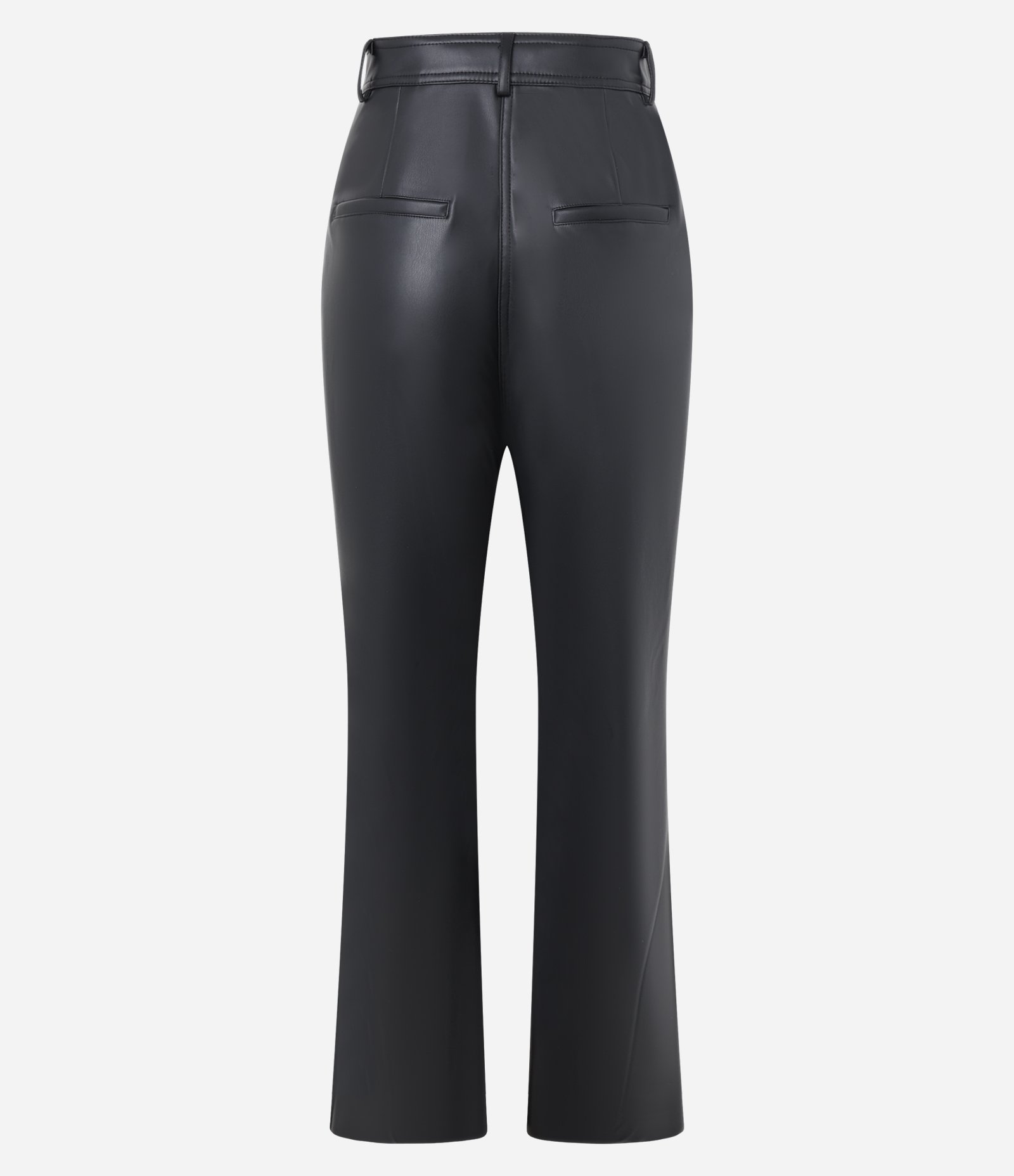 Calça Reta Cintura Alta em PU com Cós Alfaiatado Preto 7