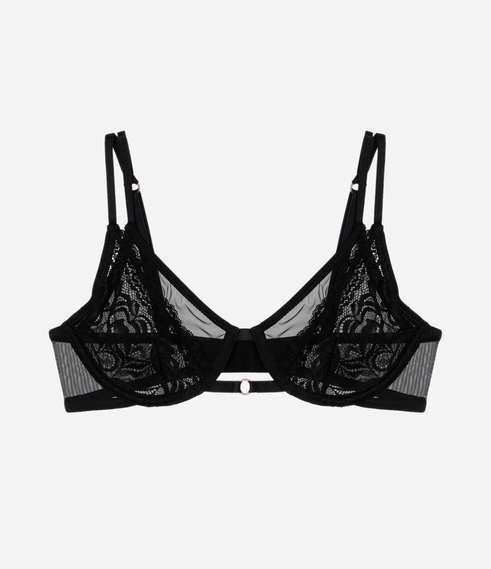 Sutiã Sem Bojo e Sem Aro em Microfibra com Detalhe em Renda Floral Preto 1