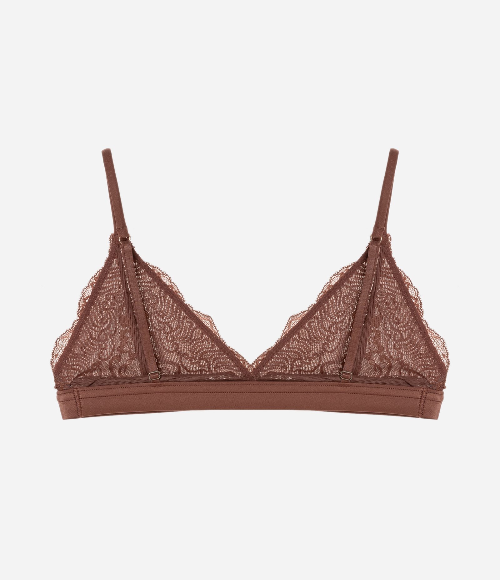 Sutiã Top Sem Bojo Sem Aro e com Renda Floral Marrom 6