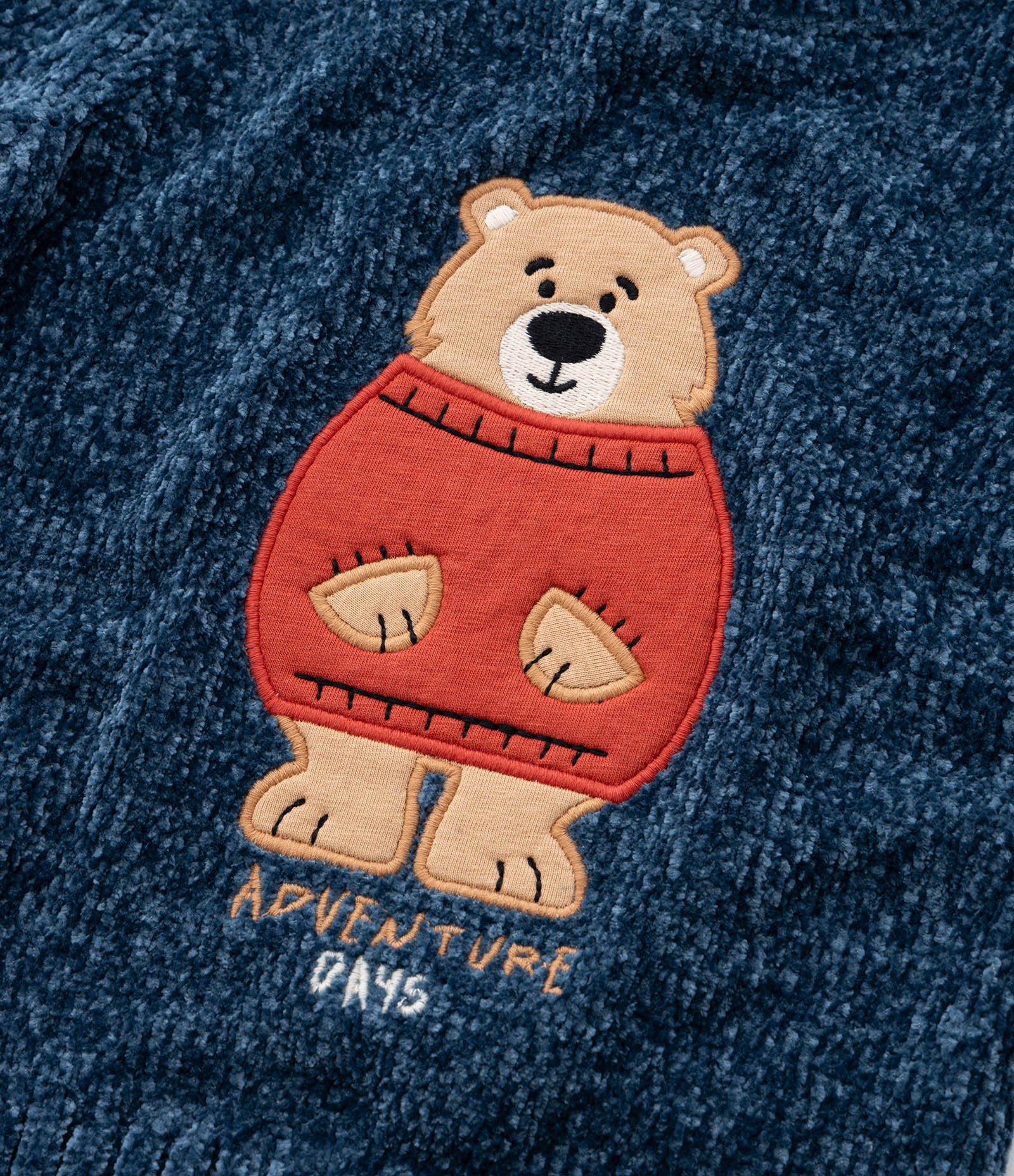 Suéter Infantil em Chenille com Bordado Urso - Tam 1 a 5 Anos Azul 6