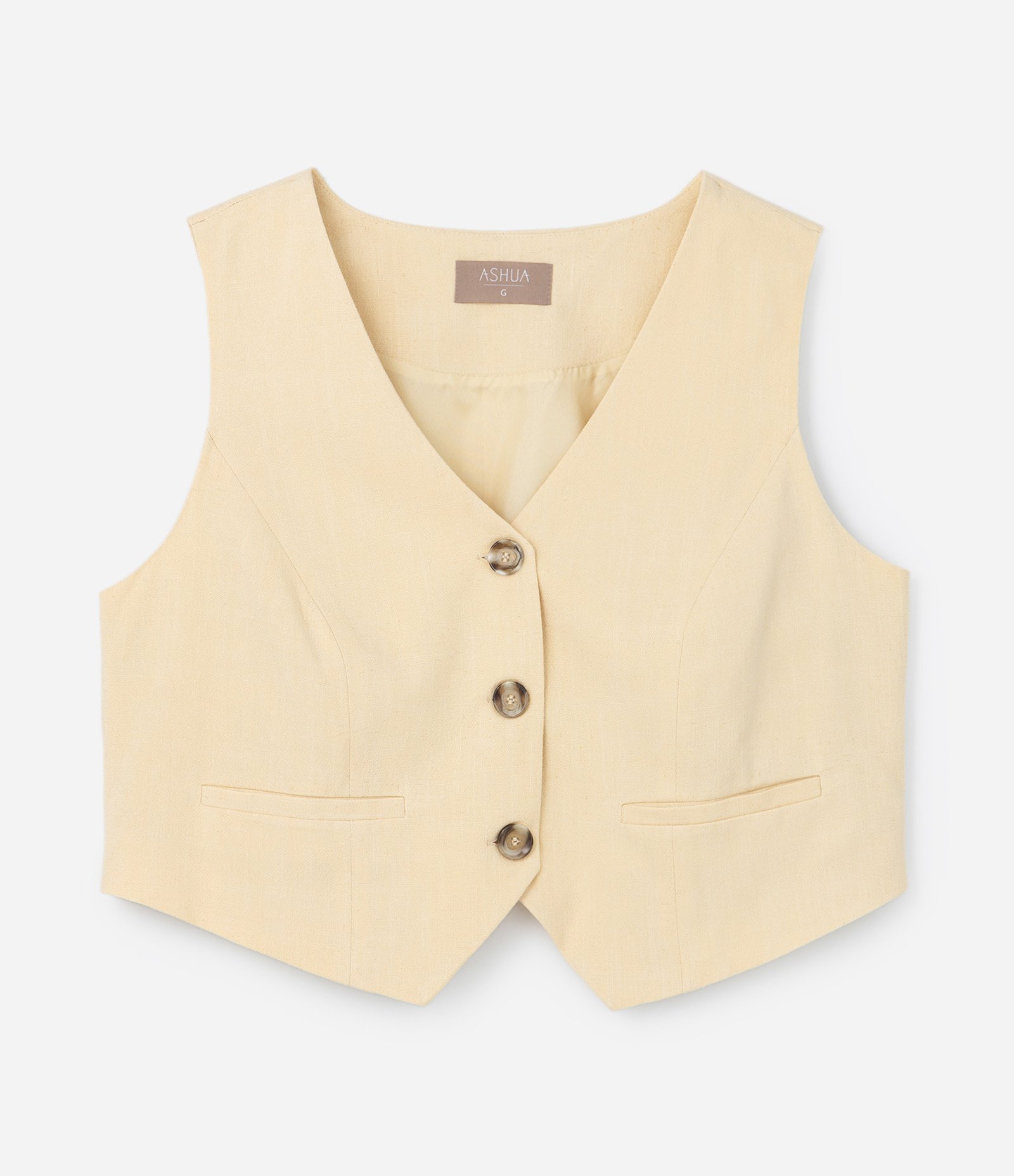 Colete Curto Alfaiataria com Botões Curve & Plus Size Bege Creme 6