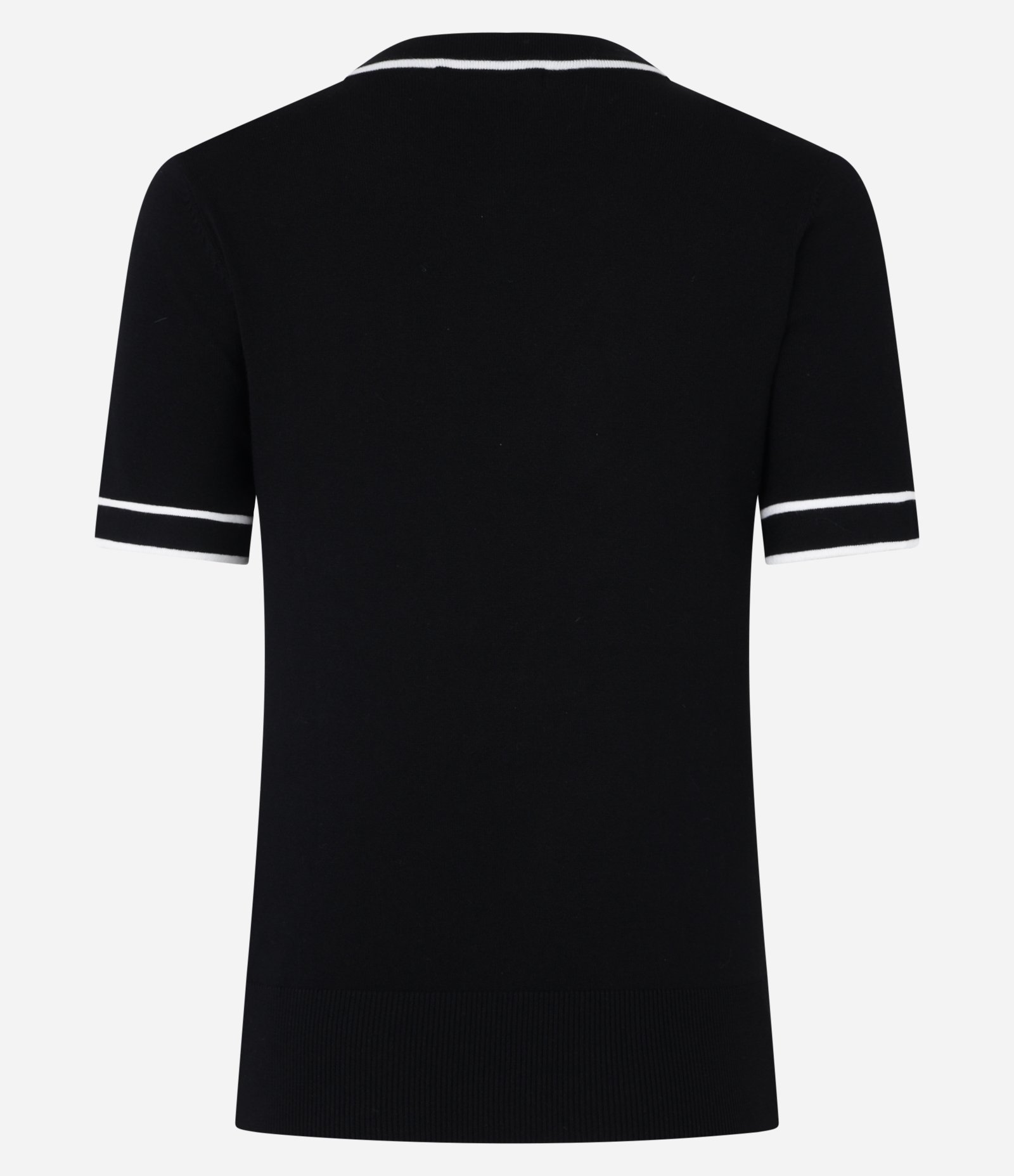 Blusa Básica em Tricô com Contraste na Gola e Manga Preto 7