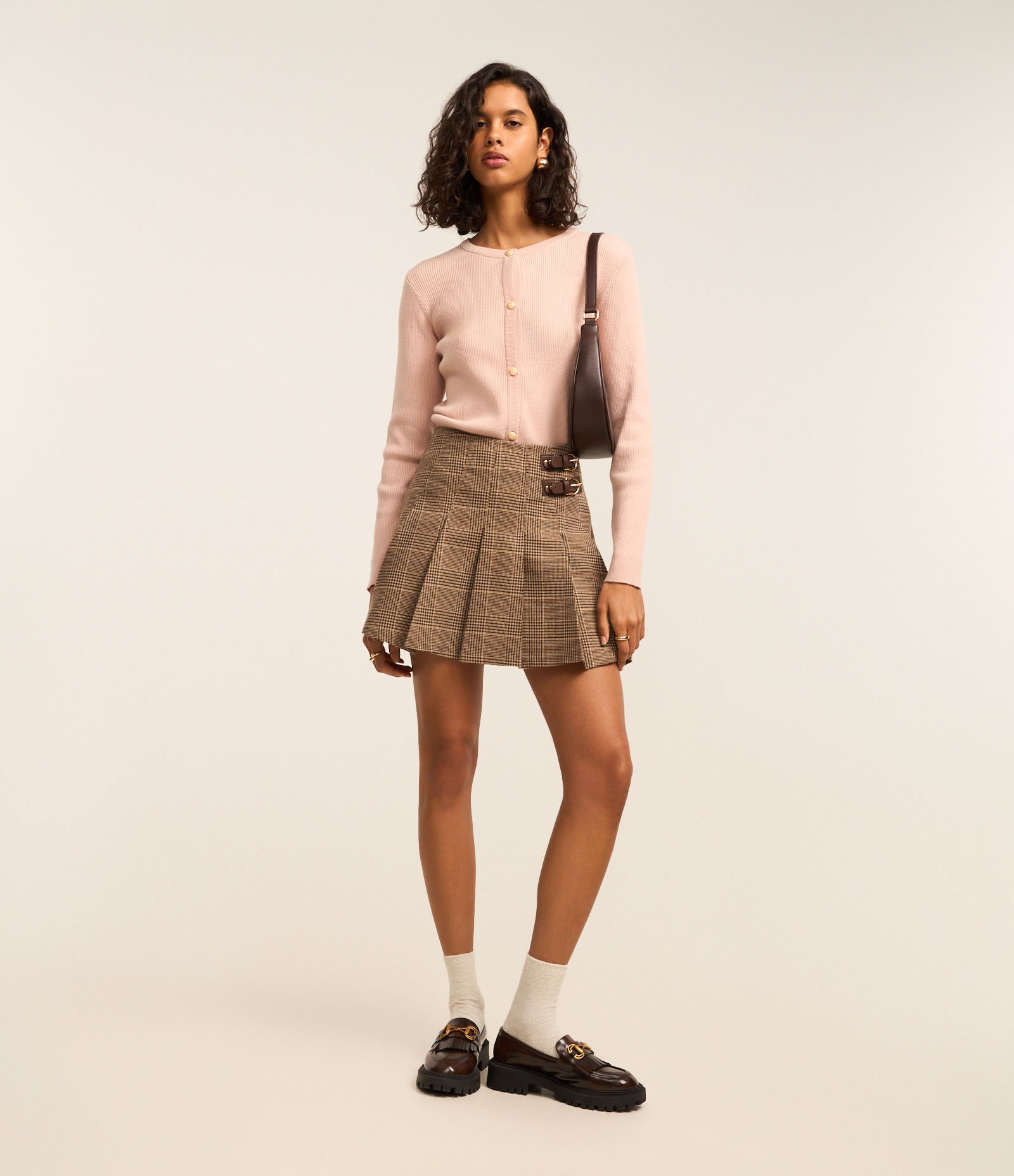 Cardigan Básico em Tricô Canelado com Botões Metalizados Rosa 2