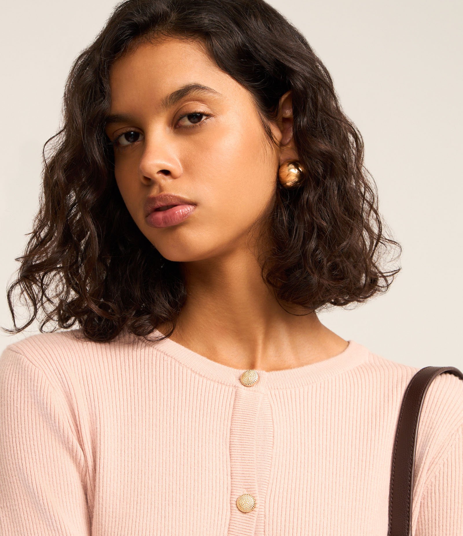 Cardigan Básico em Tricô Canelado com Botões Metalizados Rosa 5