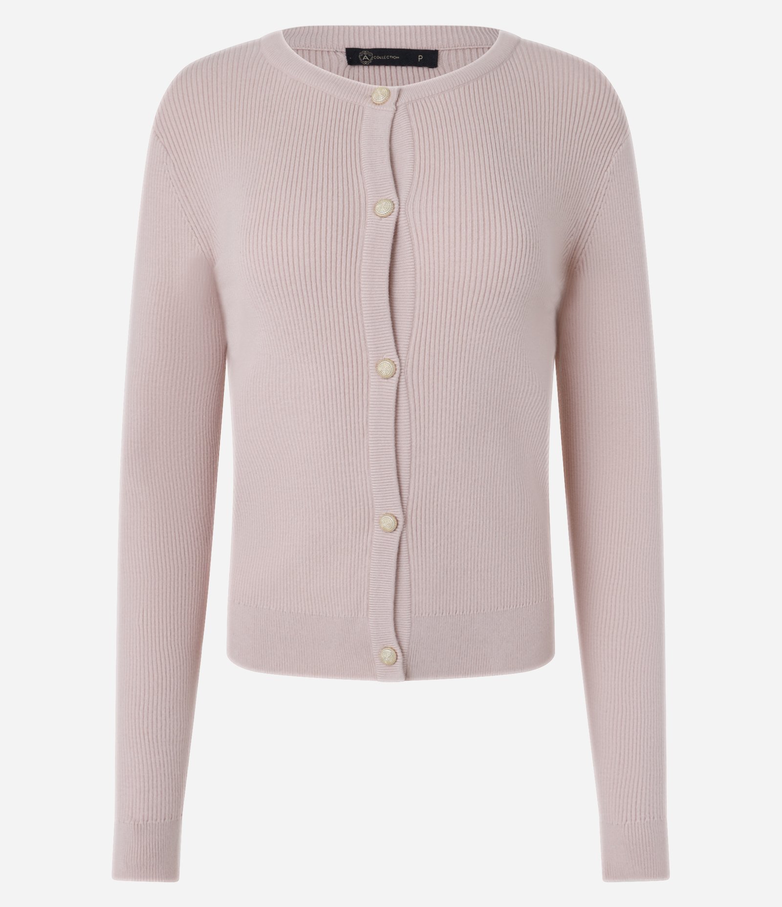 Cardigan Básico em Tricô Canelado com Botões Metalizados Rosa 6