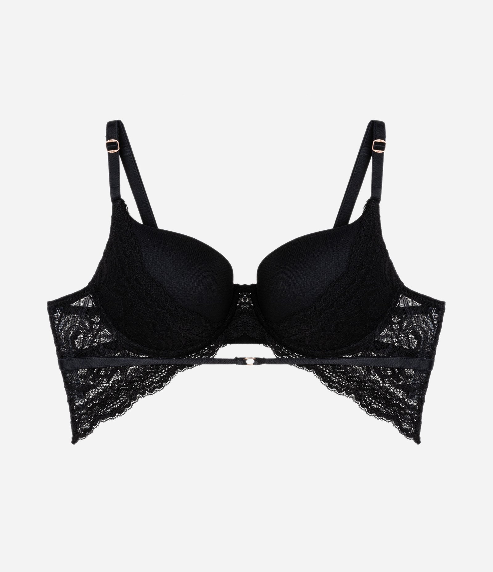 Sutiã Base com Bojo Oco e Renda Floral Preto 5