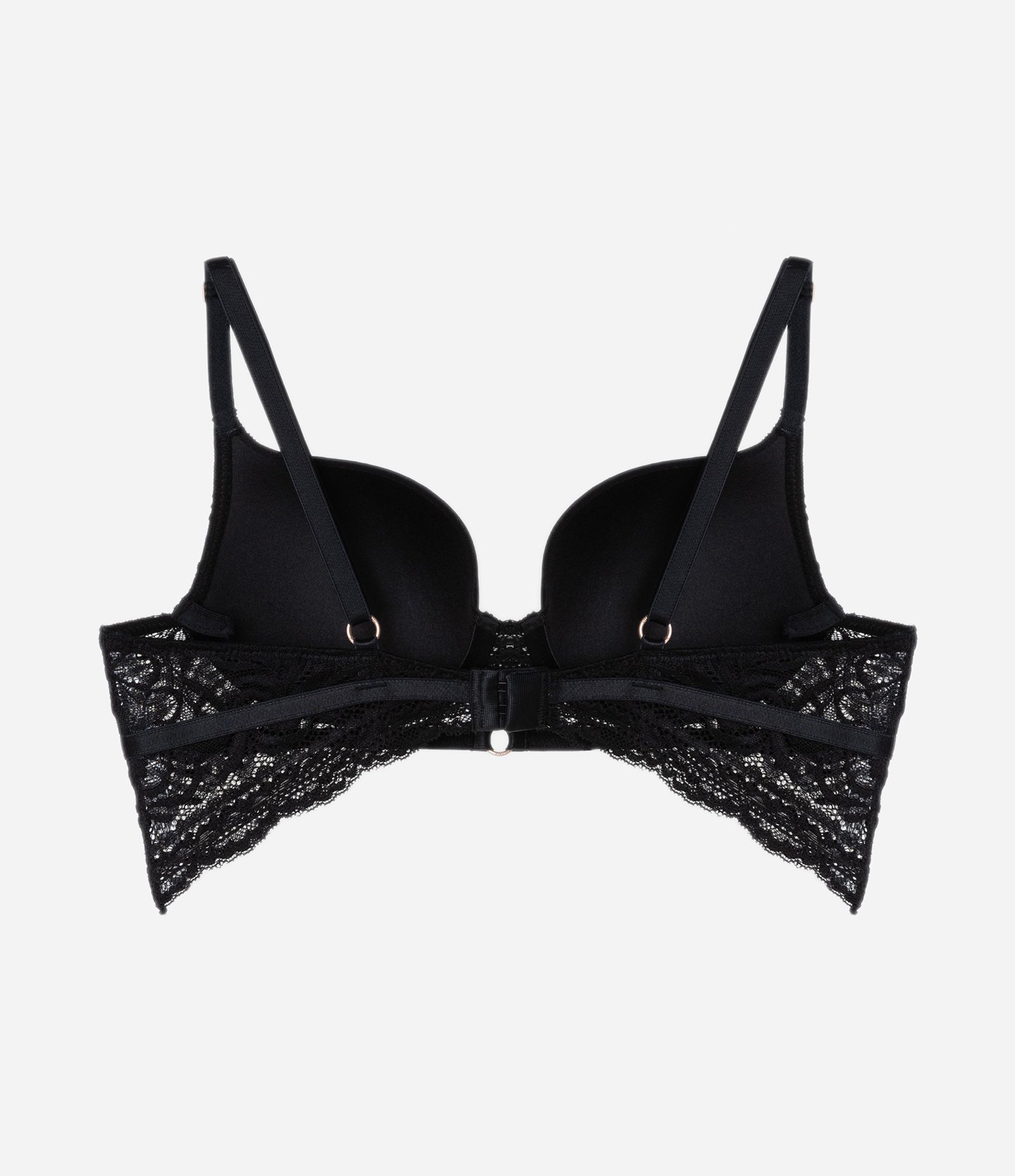 Sutiã Base com Bojo Oco e Renda Floral Preto 6