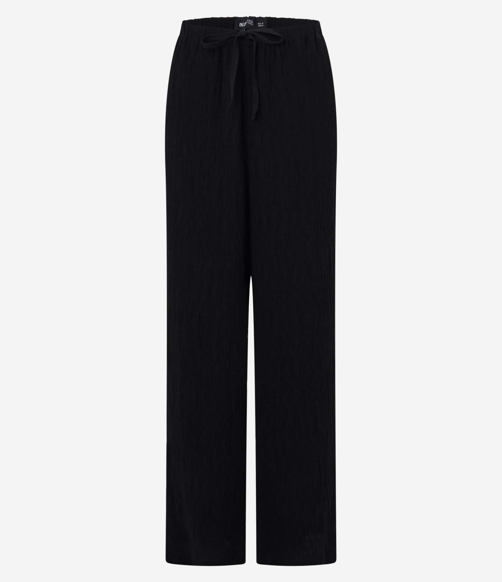 Calça Pantalona em Viscose Texturizada com Amarração Preto 5