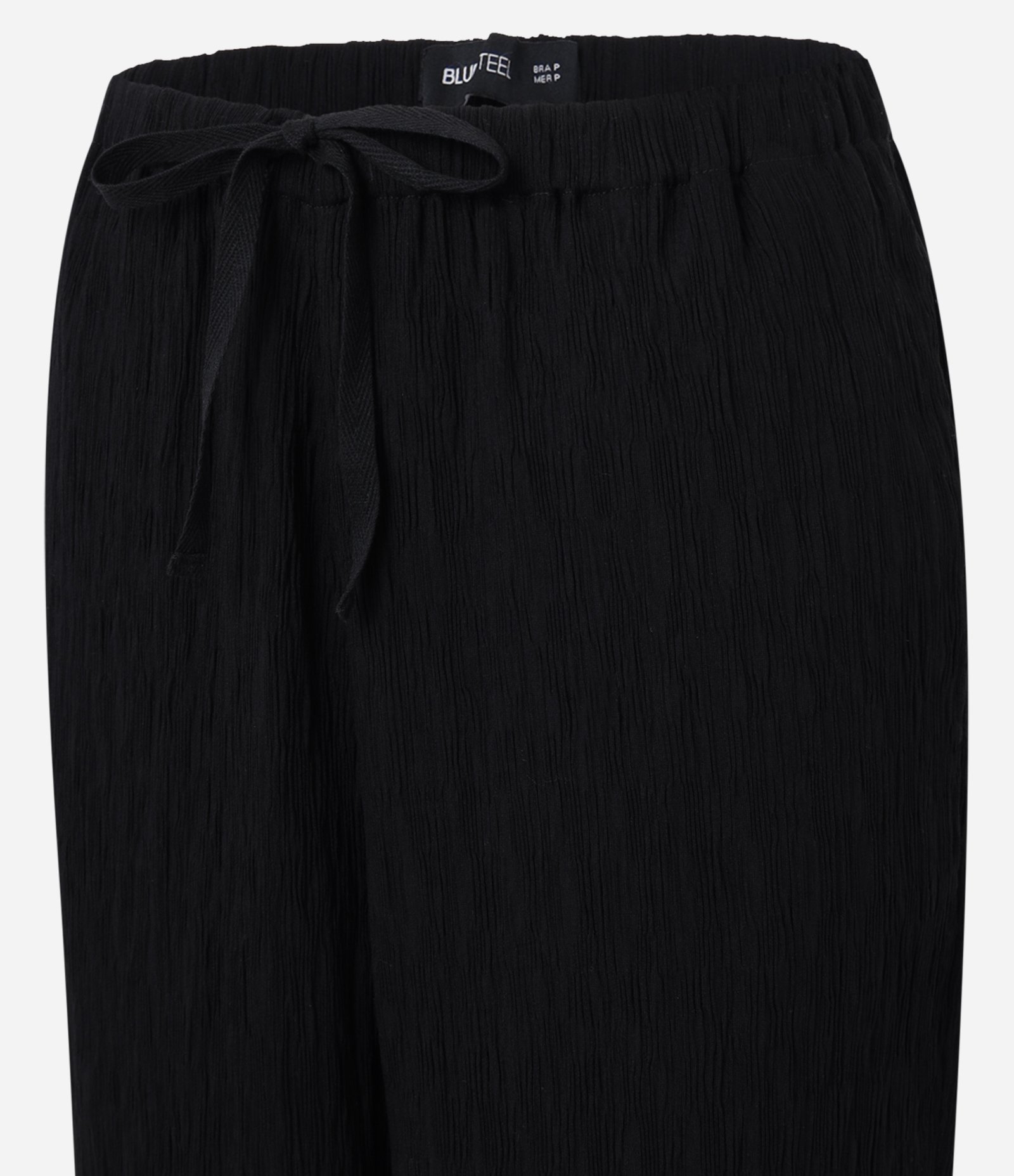 Calça Pantalona em Viscose Texturizada com Amarração Preto 6