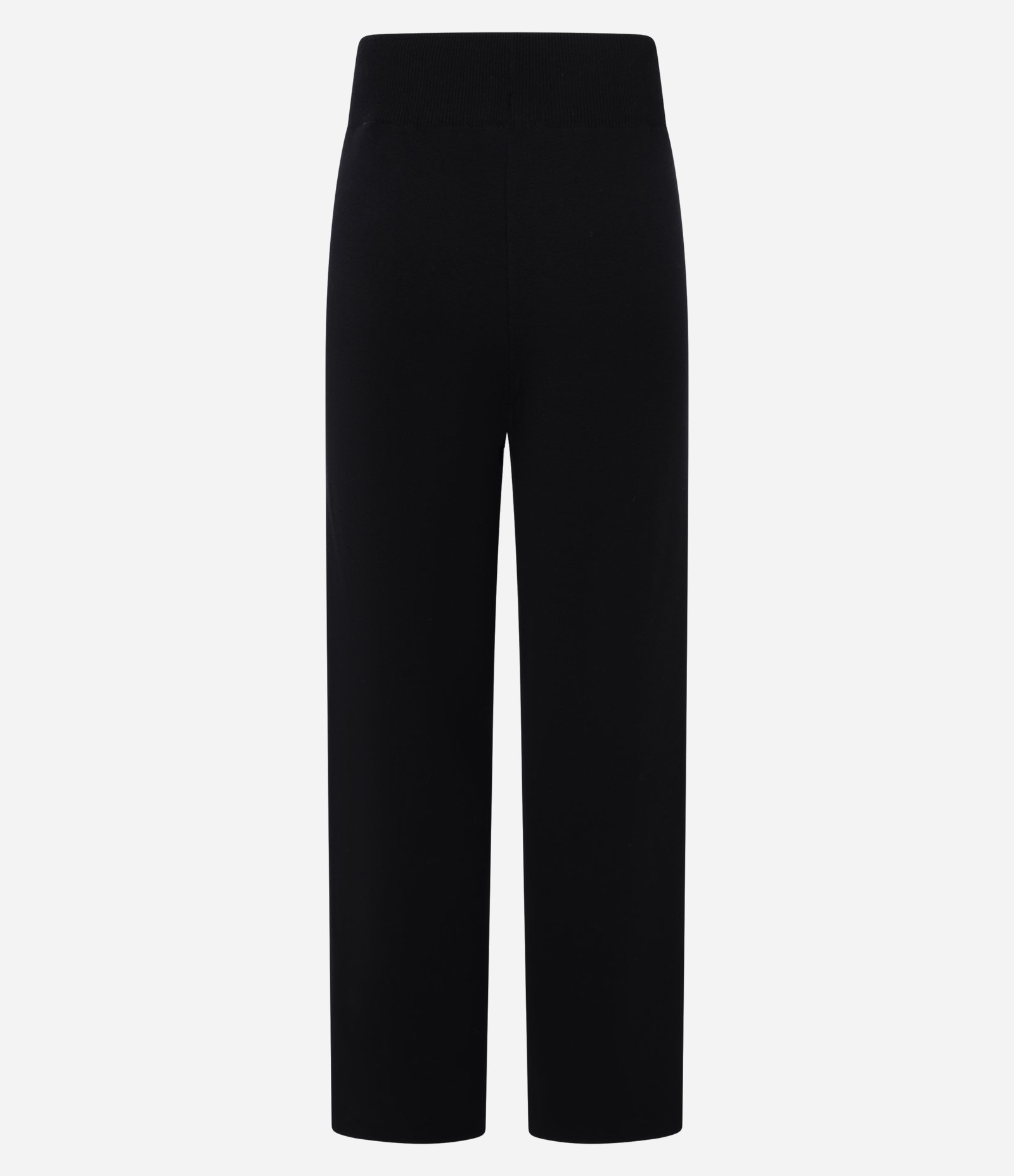 Calça Wide Leg em Tricô com Cós de Ribana e Frisos Preto 6