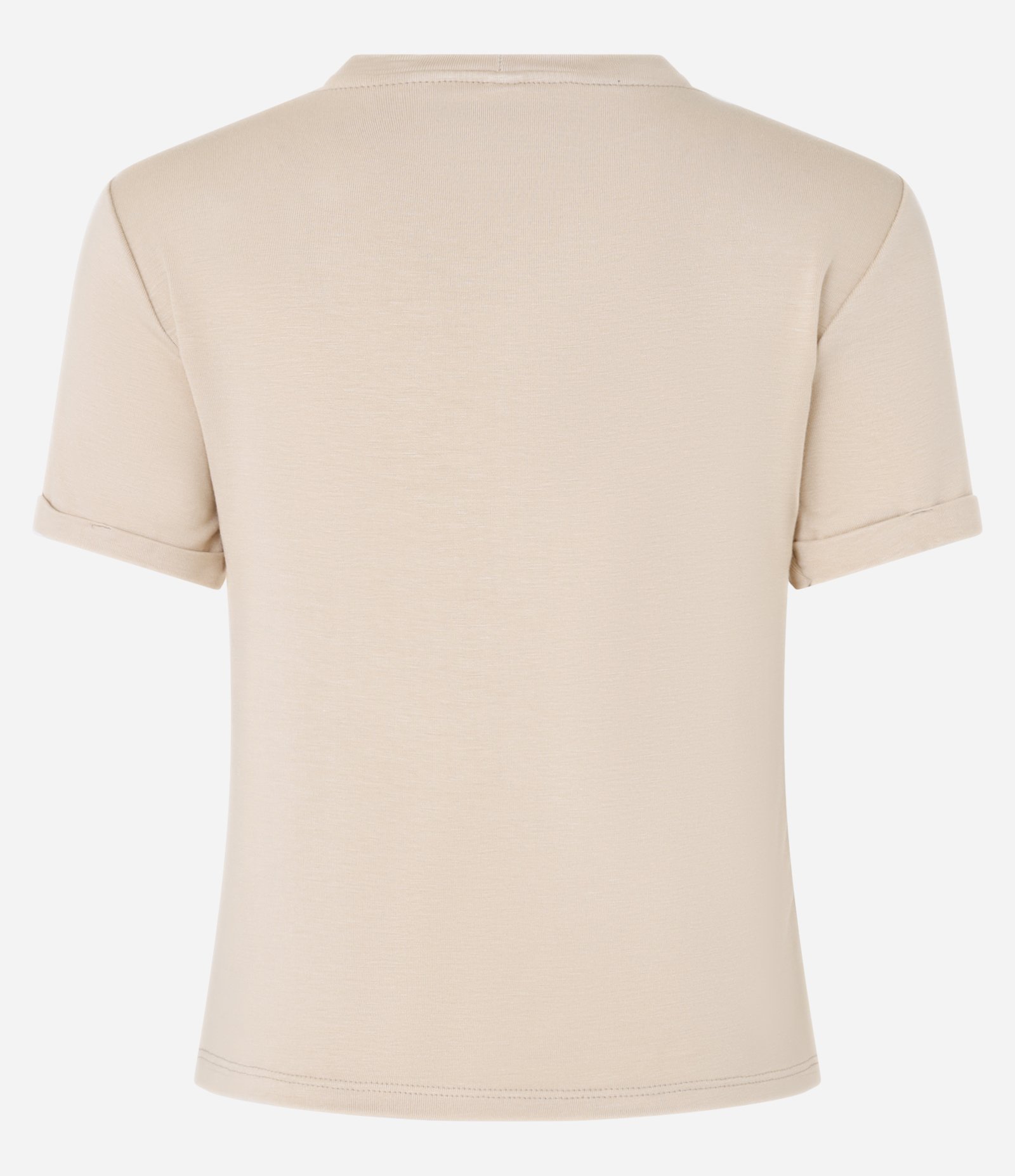 Blusa Básica em Viscose com Manga Dobrada Bege 6