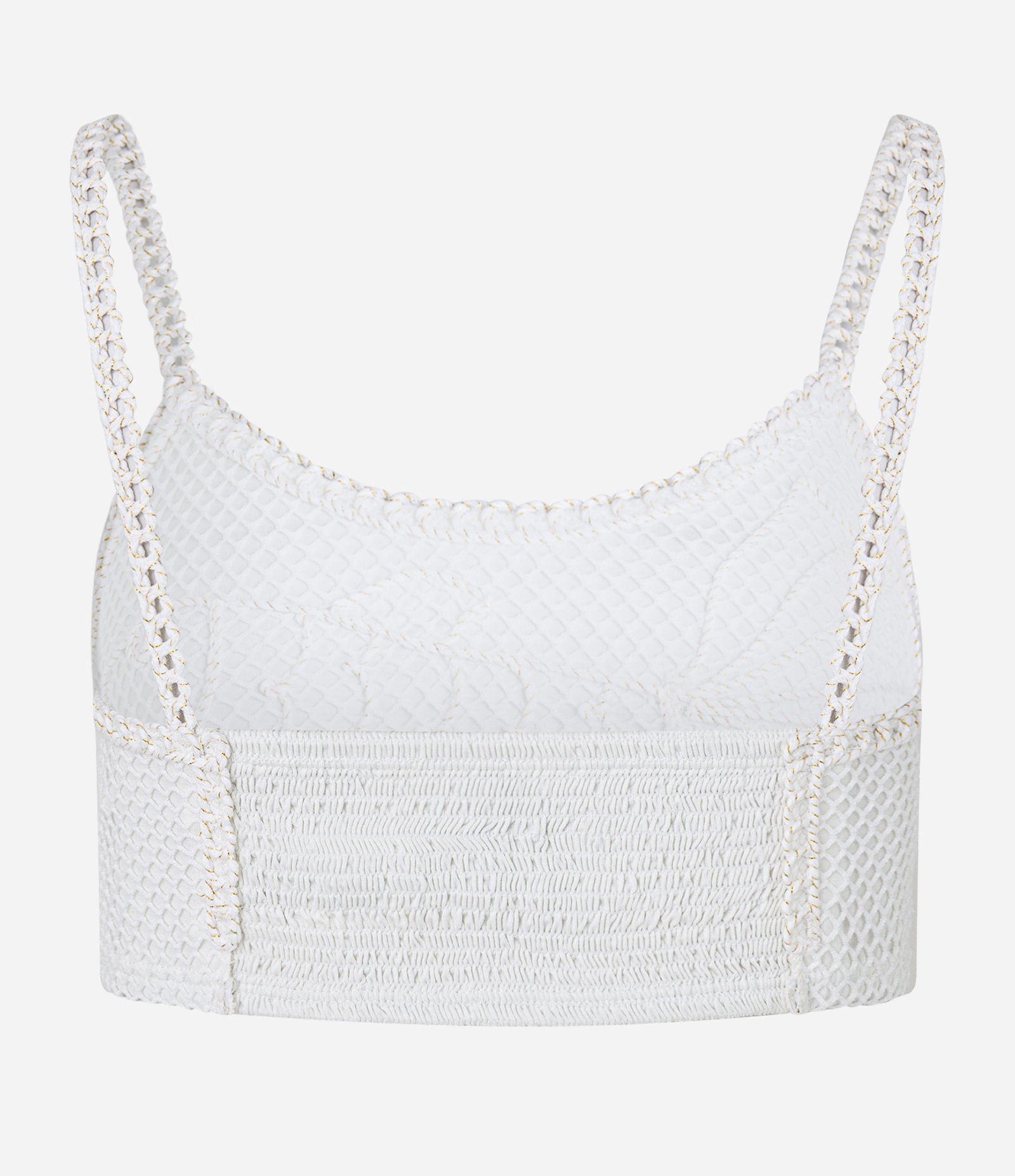 Blusa Cropped em Tricô com Bordado de Peixe Branco 7