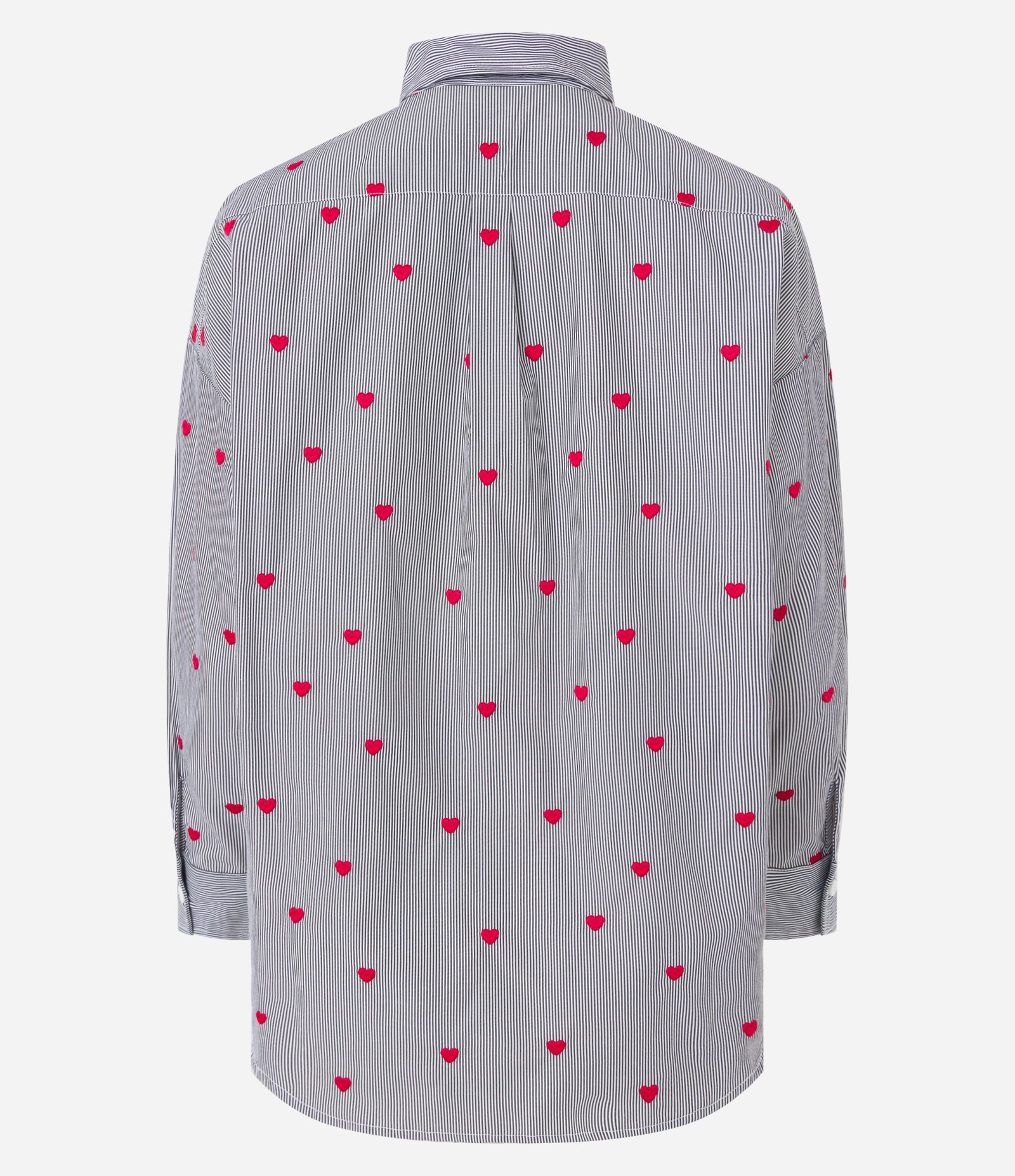 Camisa em Tricoline com Bolso e Corações Bordados Cinza 6