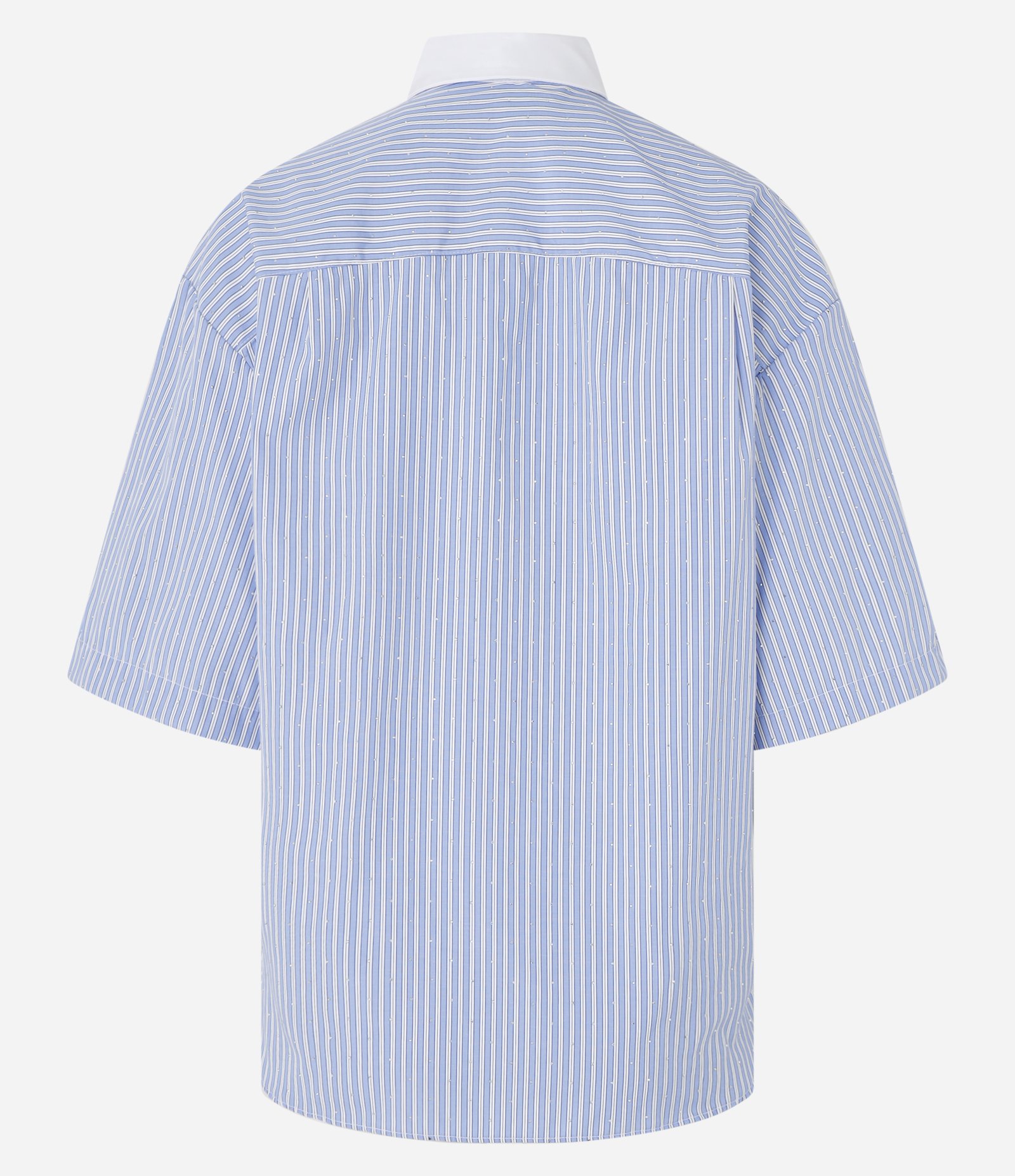 Camisa Oversized com Gola Contrastante e Aplicação de Hotfix Azul 6