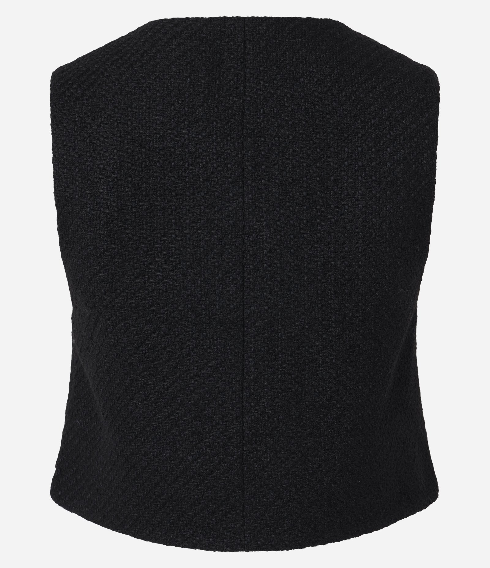 Colete Texturizado em Tweed com Gola Redonda e Pences Preto 7