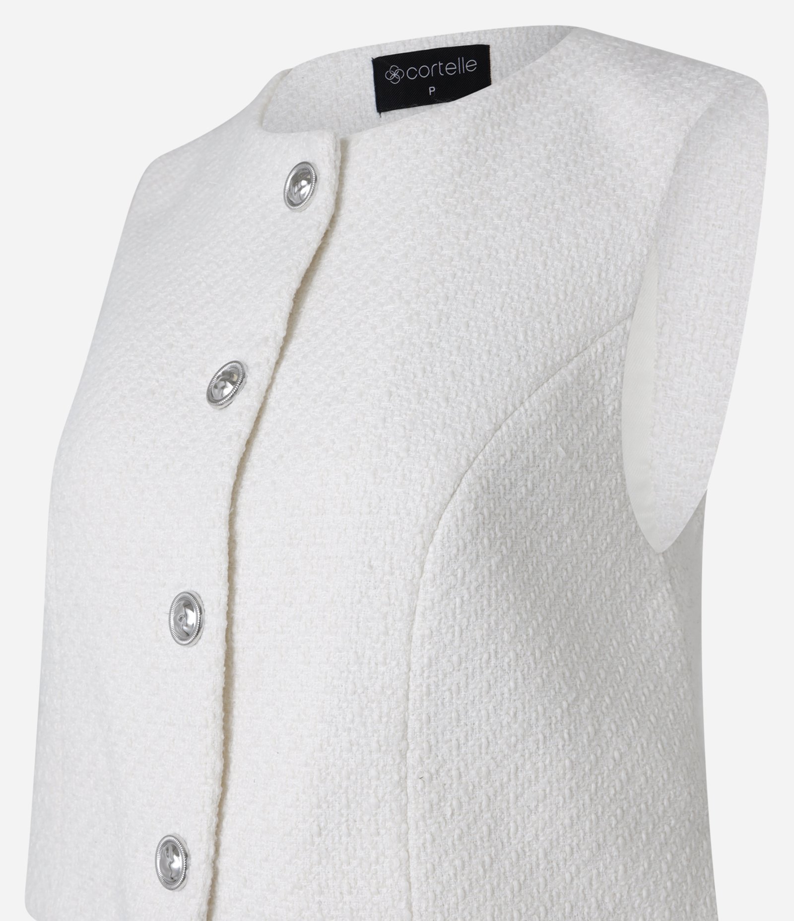 Colete Texturizado em Tweed com Gola Redonda e Pences 7