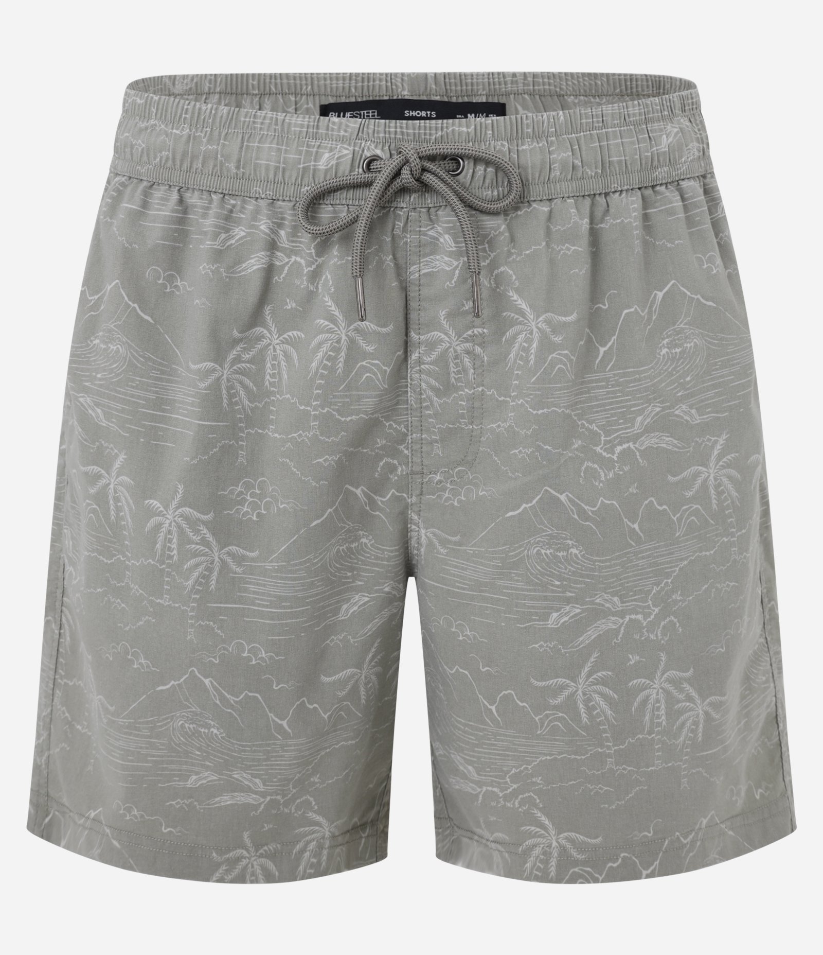 Bermuda em Material Tecnológico com Estampado Praiana e Efeito Lavado Cinza 4