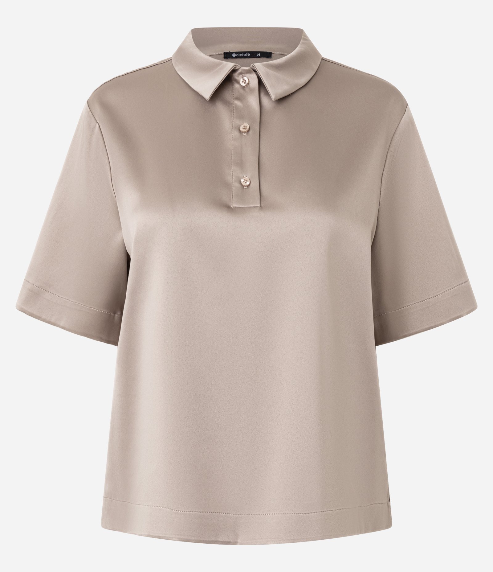 Camisa com Efeito Acetinado e Gola Polo Marrom 5
