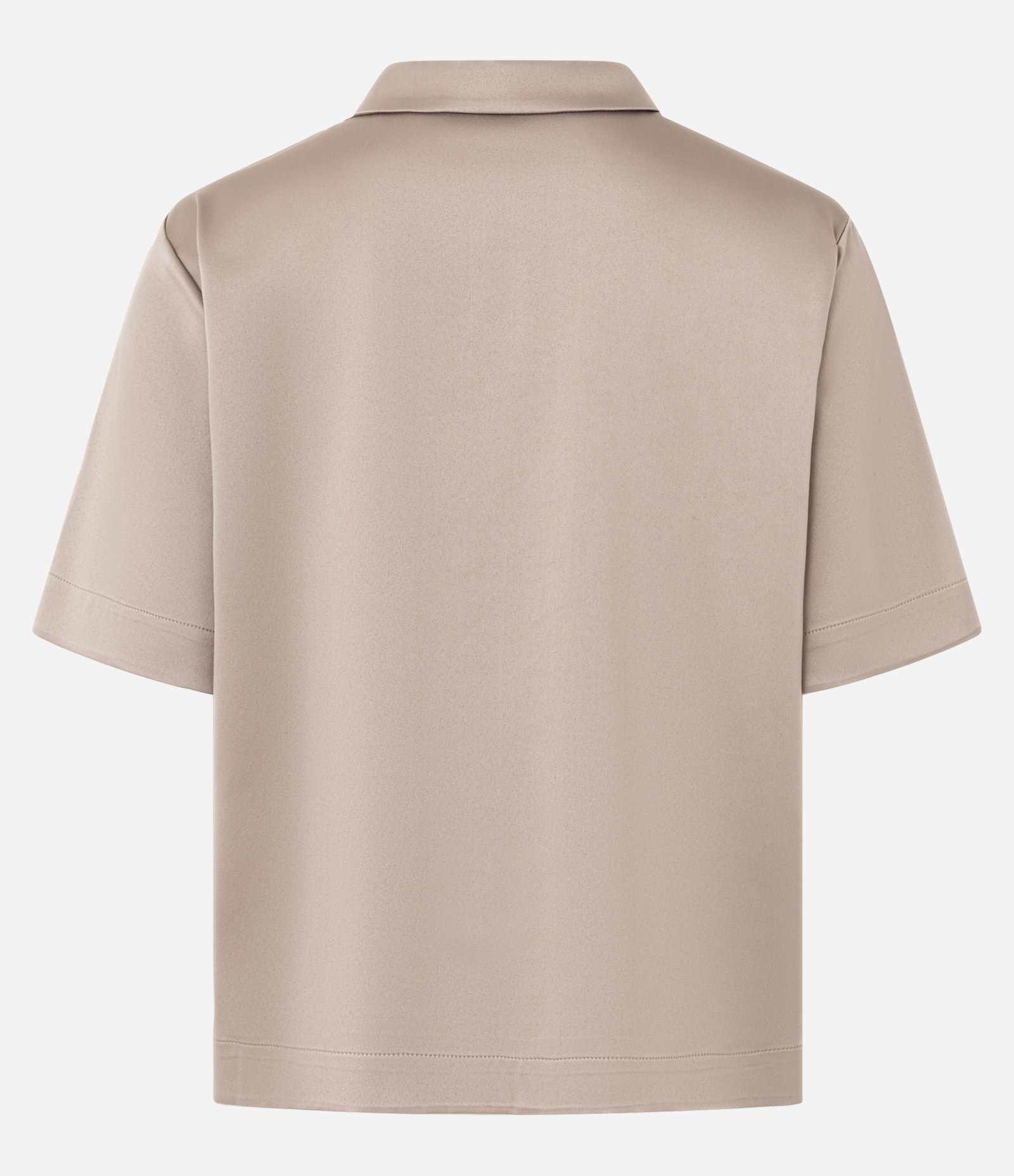 Camisa com Efeito Acetinado e Gola Polo Marrom 6