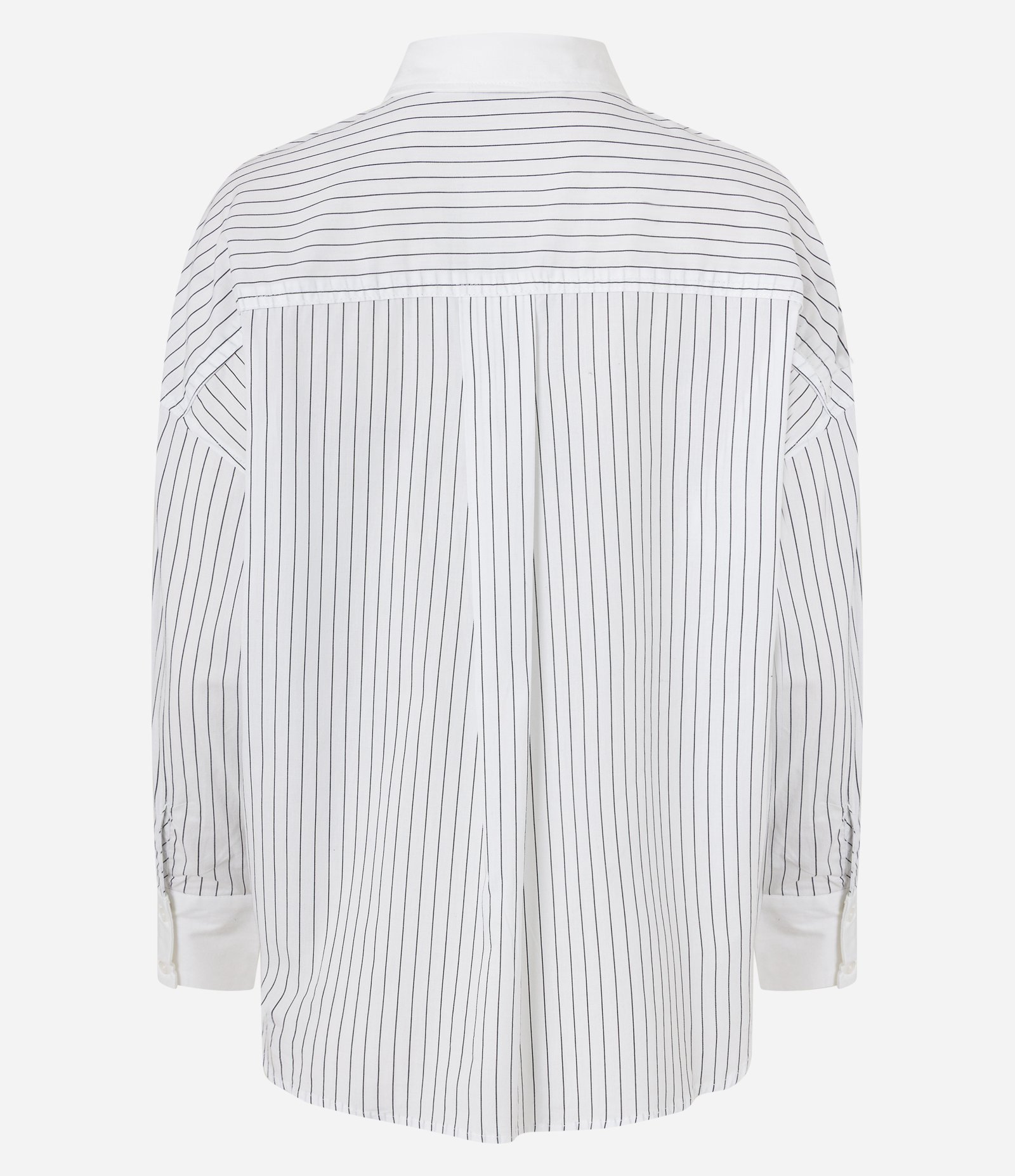 Camisa Oversized em Tricoline com Listras de Fio Tinto Branco 2