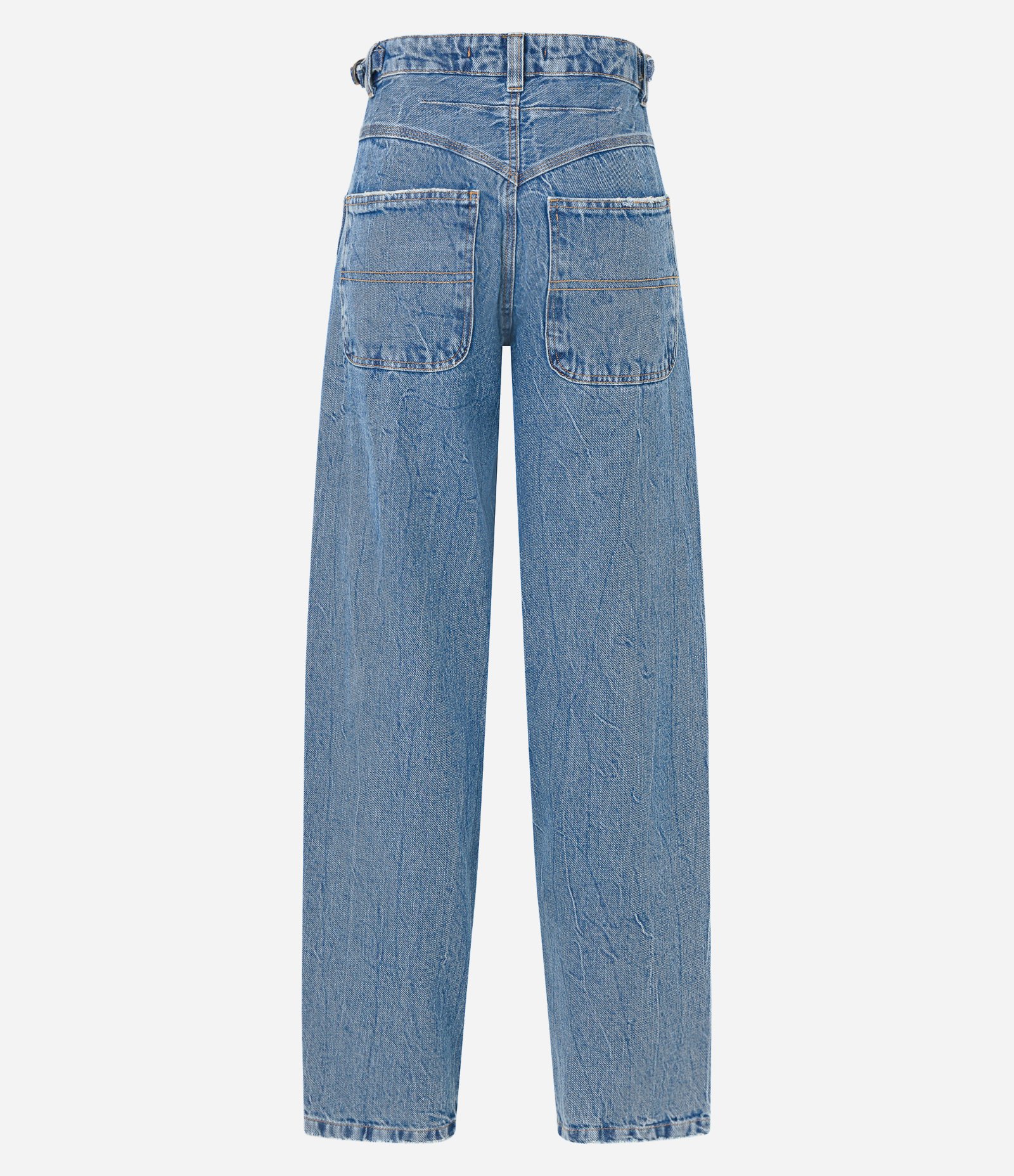 Calça Balloon Cintura Alta em Jeans Destroyer com Bolsos Azul 6