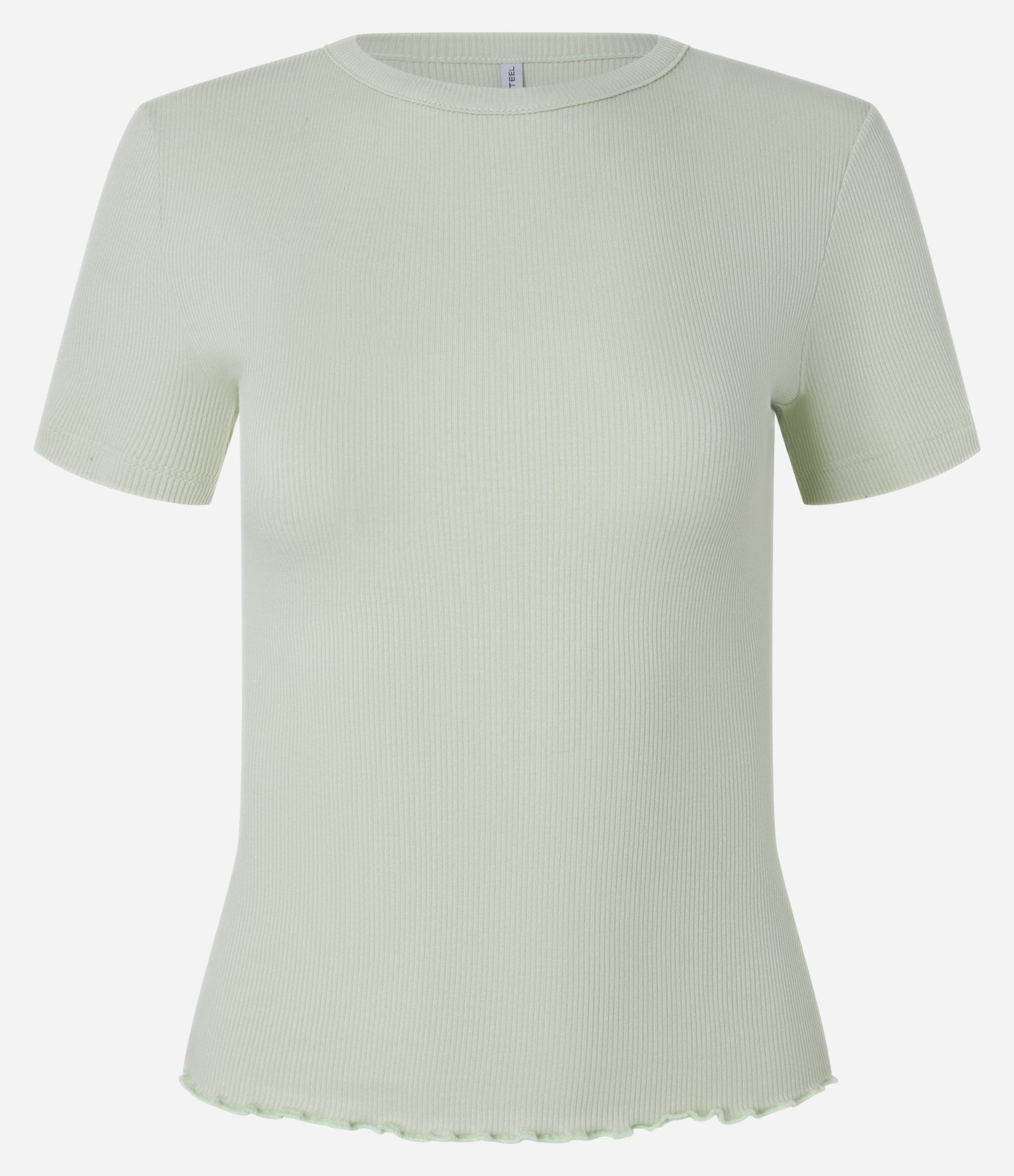 Blusa Básica Texturizada em Viscose com Acabamento Frufru Verde Claro 1