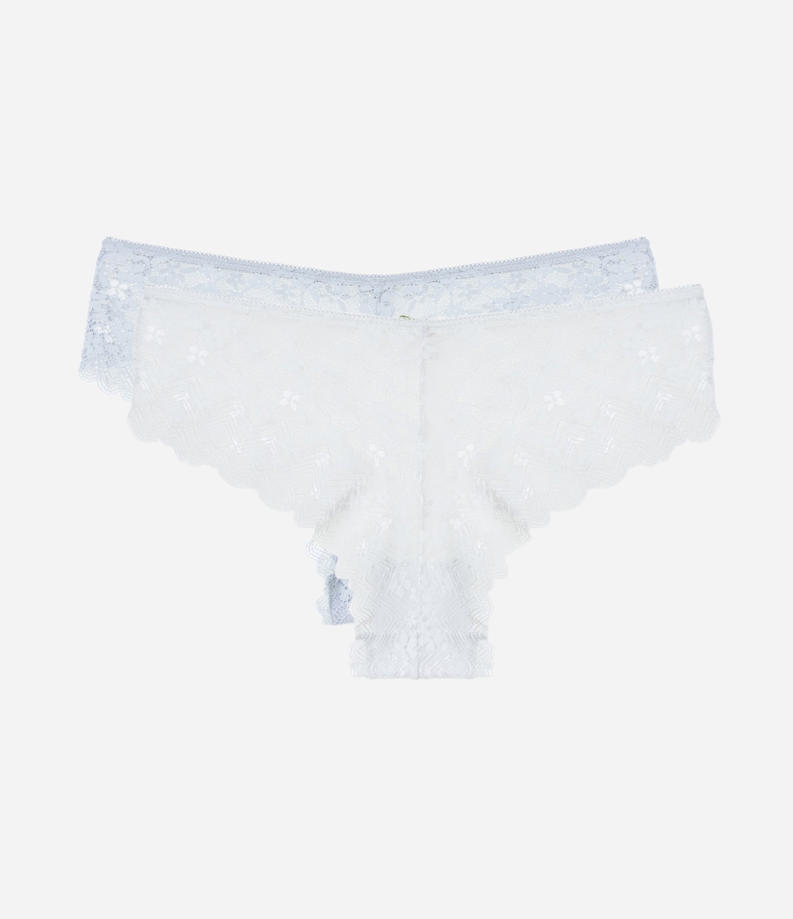 Kit 02 Calcinhas Boyshort em Renda com Florzinha no Cós Branco/ Azul Claro 2