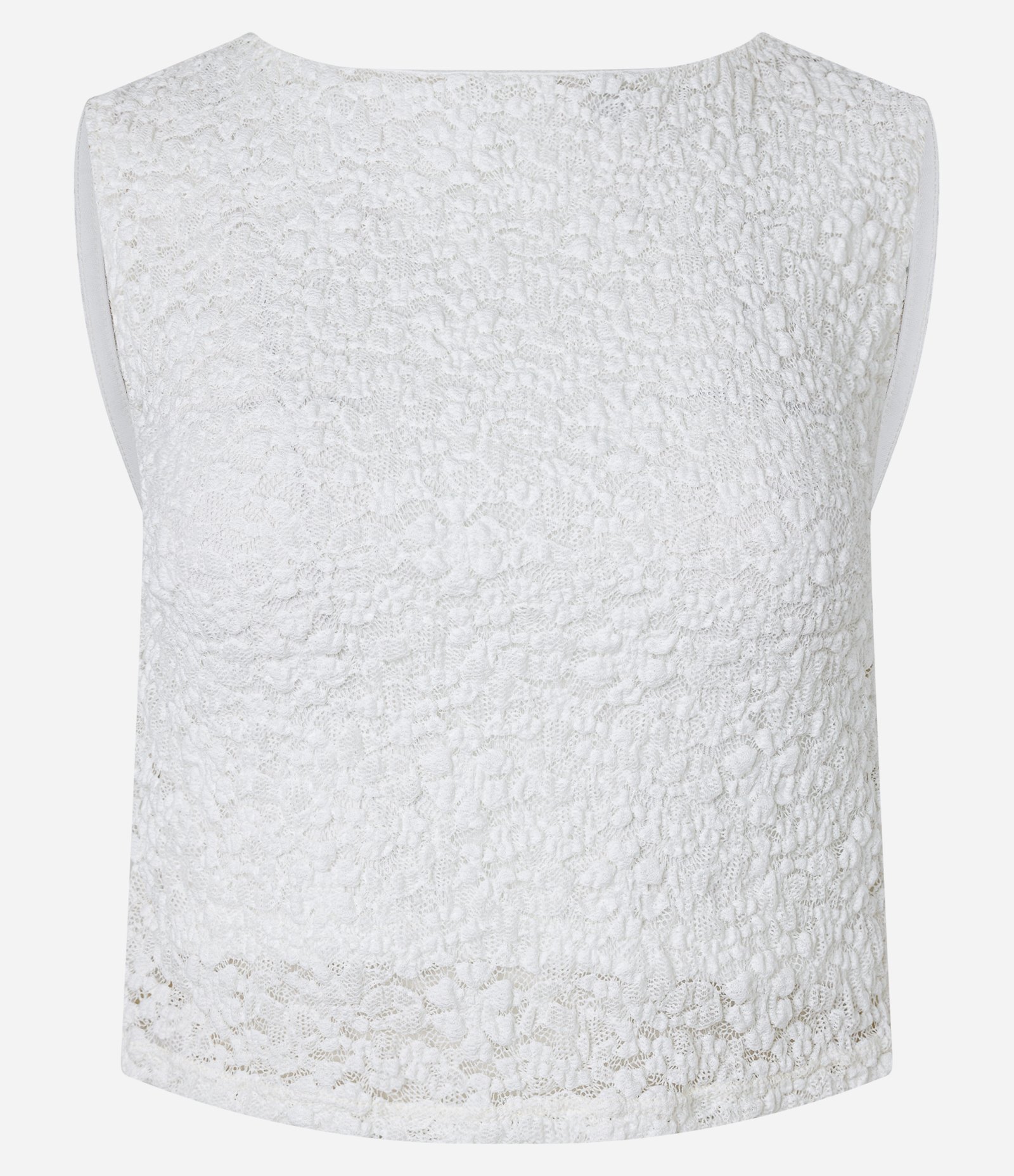 Blusa Cropped em Renda com Decote Canoa Branco 6